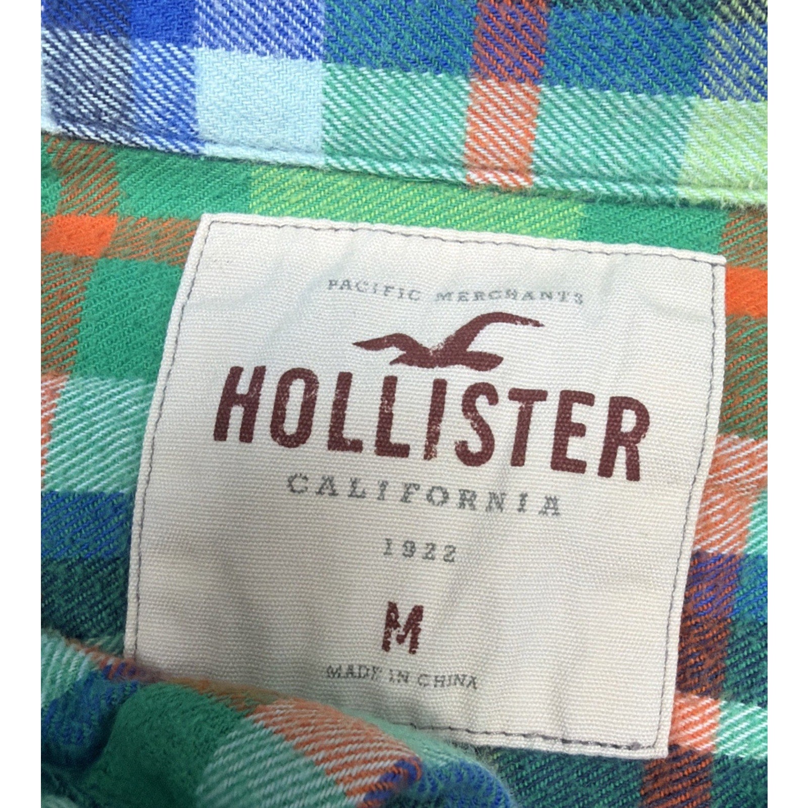 Hollister Men's Twill Flannel Shirt Medium Plaid Button Up Long Sleeve Casual