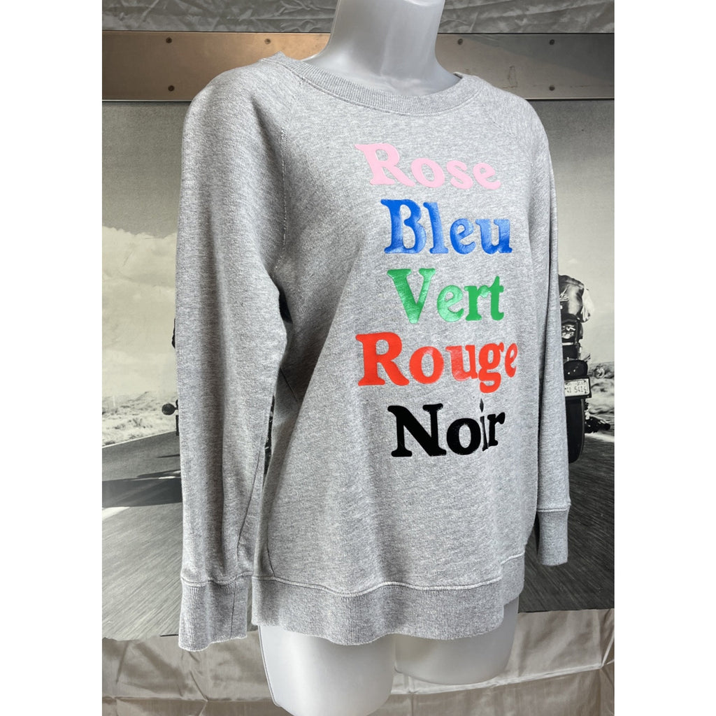 J Crew Super Soft Gray French Colors Sweatshirt Size S EUC