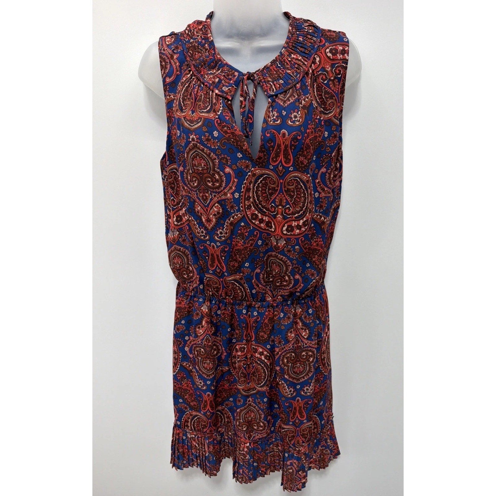 Banana Republic Women's Paisley Print Pleated Elastic Waist Lined Dress Size M