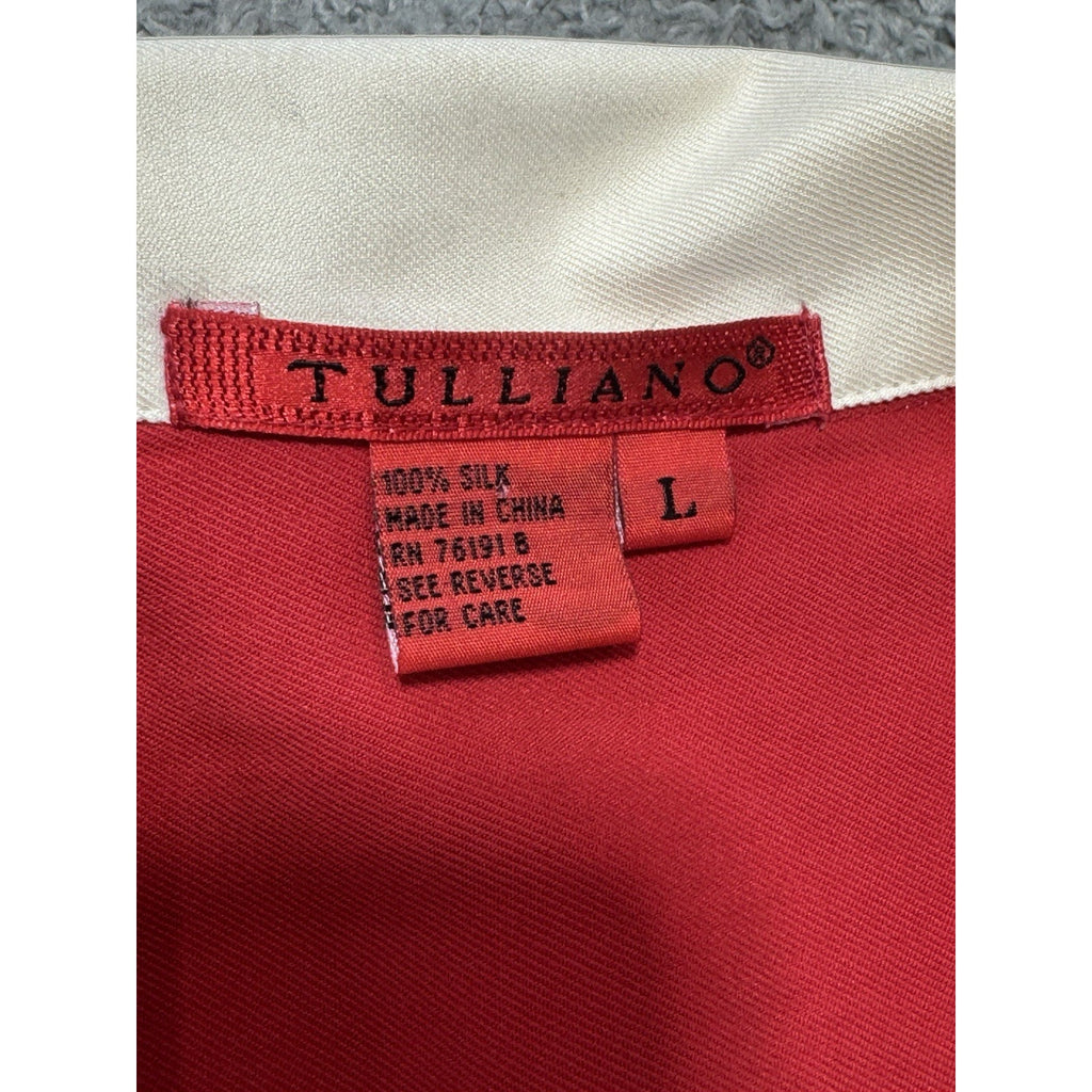 Tulliano Bay Set Men’s Large Red 100% Silk 2 Pc Shirt Pants Outfit NWT Camp