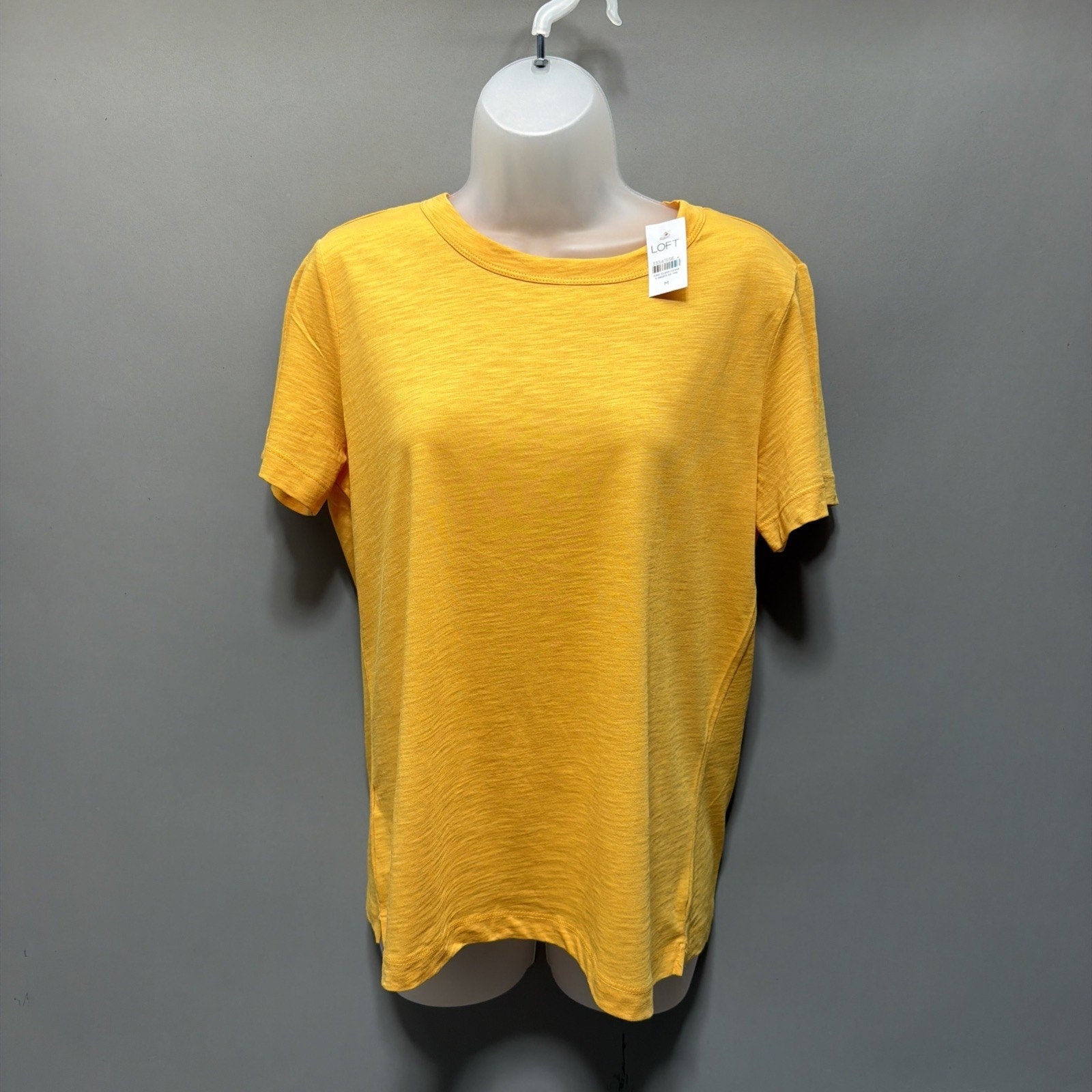 LOFT Gold Yellow T-Shirt L Basic Short Sleeve Pullover Slightly Sheer NWT