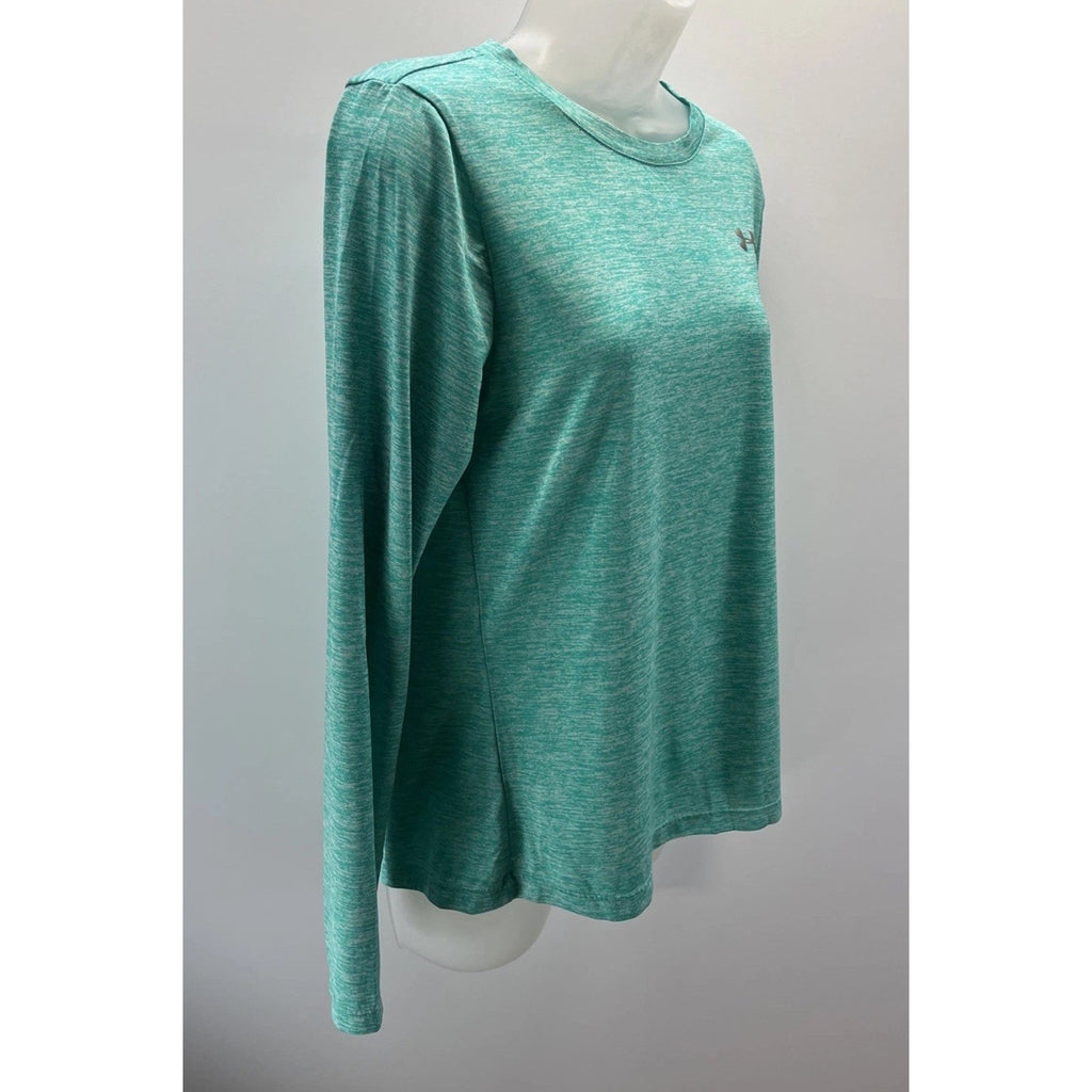 Under Armour UA Tech Women's Green Heather Long Sleeve Twist Athletic Crew M
