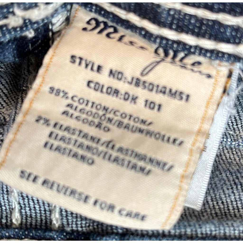 Miss Me Boyfriend Bermuda Shorts Sz 27 Denim Blue Woman Embroidered Flap Pocket