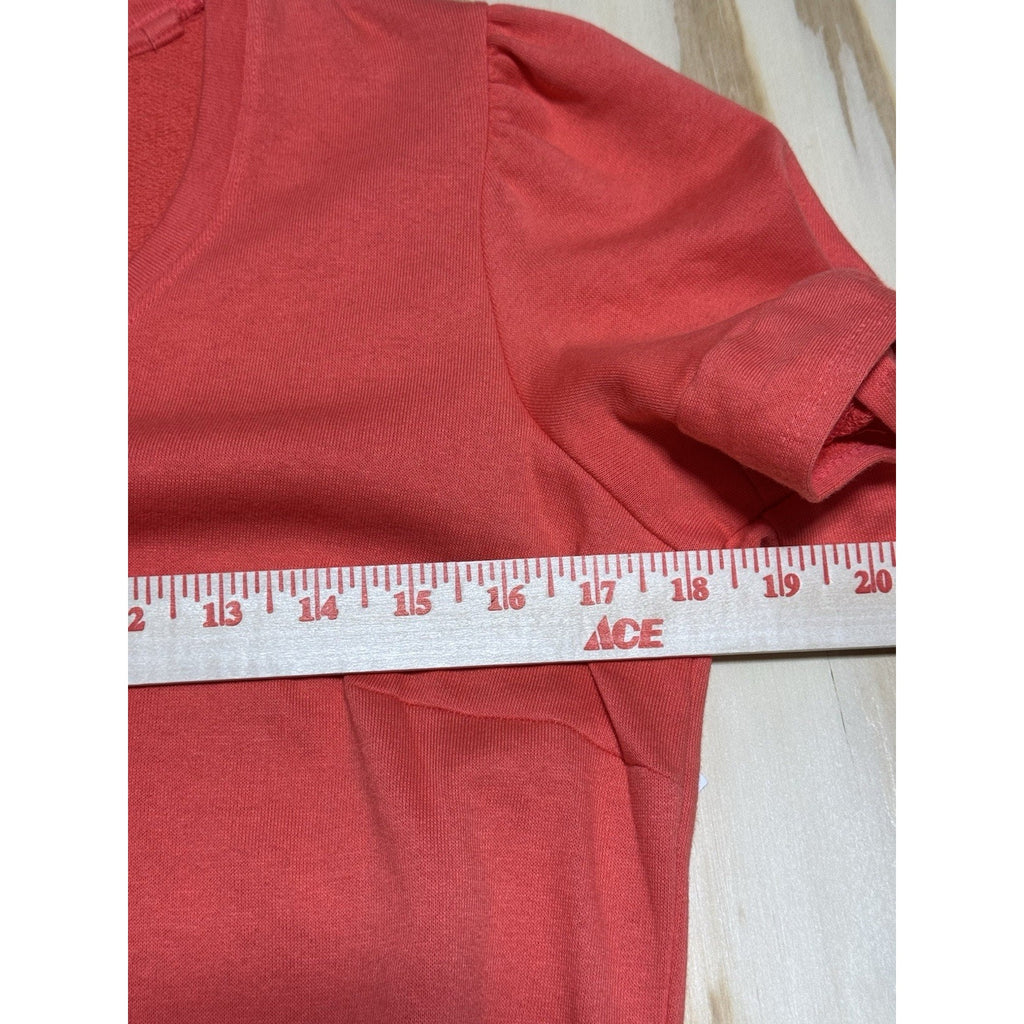 Nine West Dress Women M Coral Orange Puff Sleeve Shift Knit Casual Stretch New