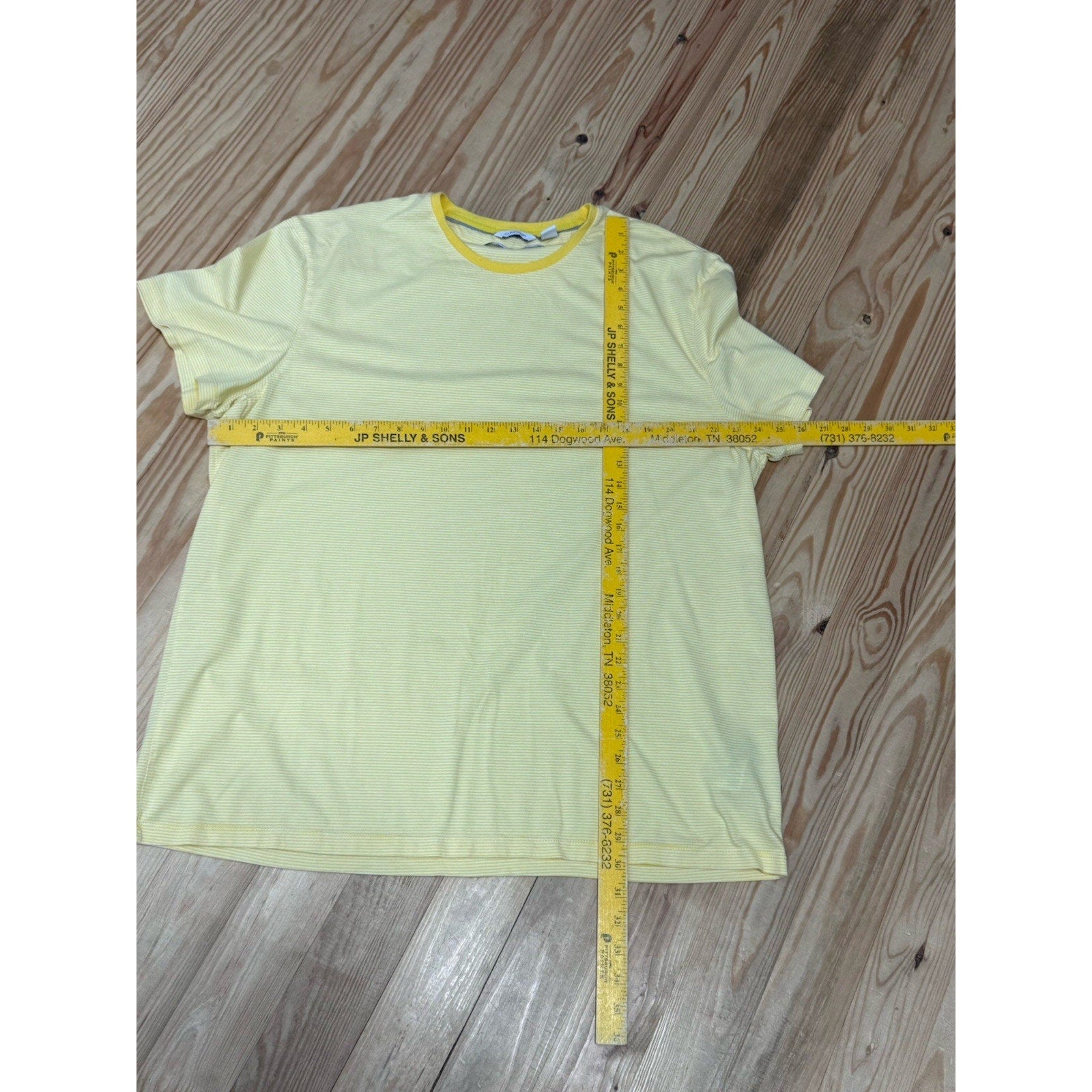 CALVIN KLEIN Yellow White Striped Supima Cotton Crewneck Short-Sleeve T-Shirt 2X
