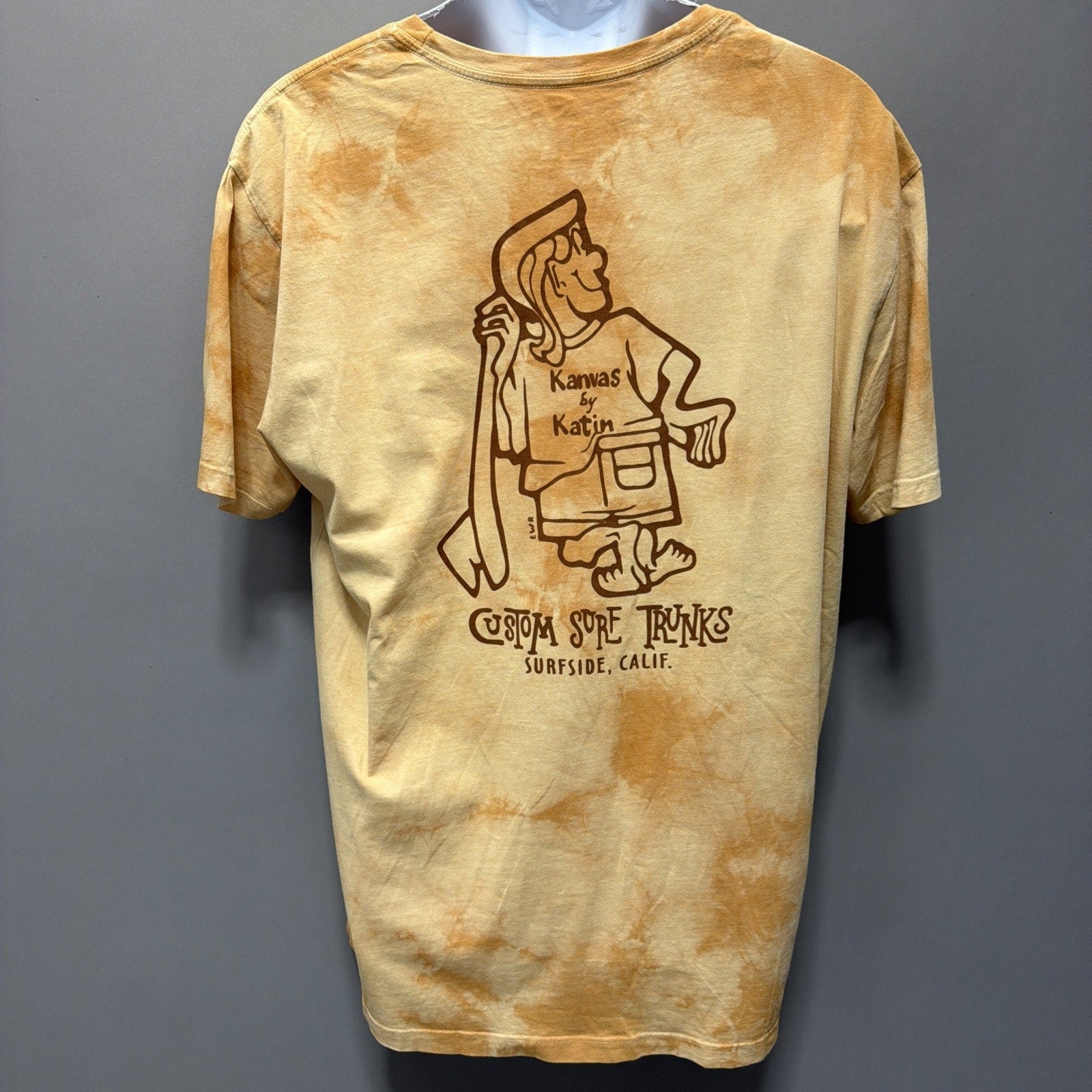 Katin T-Shirt Men's Sz XL Kanvas Logo Huckberry Surf Beach Casual Tan Tie Dyed