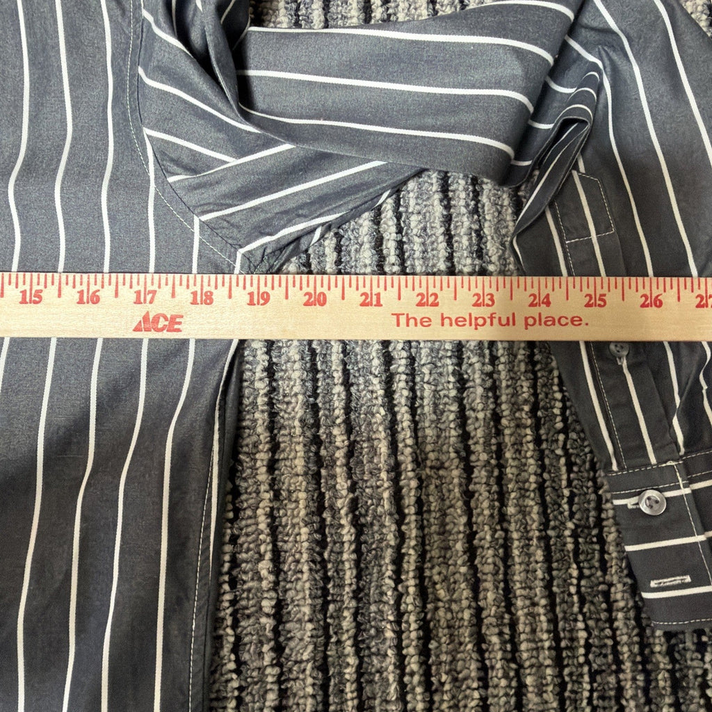 AE AMERICAN EAGLE MEN'S LONG SLEEVE STRIPED BUTTON DRESS SHIRT GRAY XS VTG FIT
