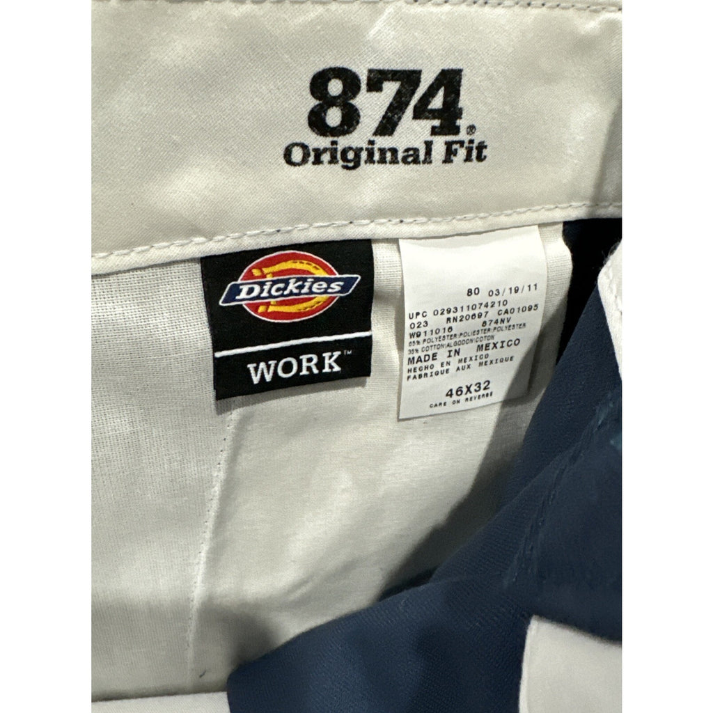 Dickies New 874 Plain Front 46 X 32 NWT Twill Work Navy Blue Pants