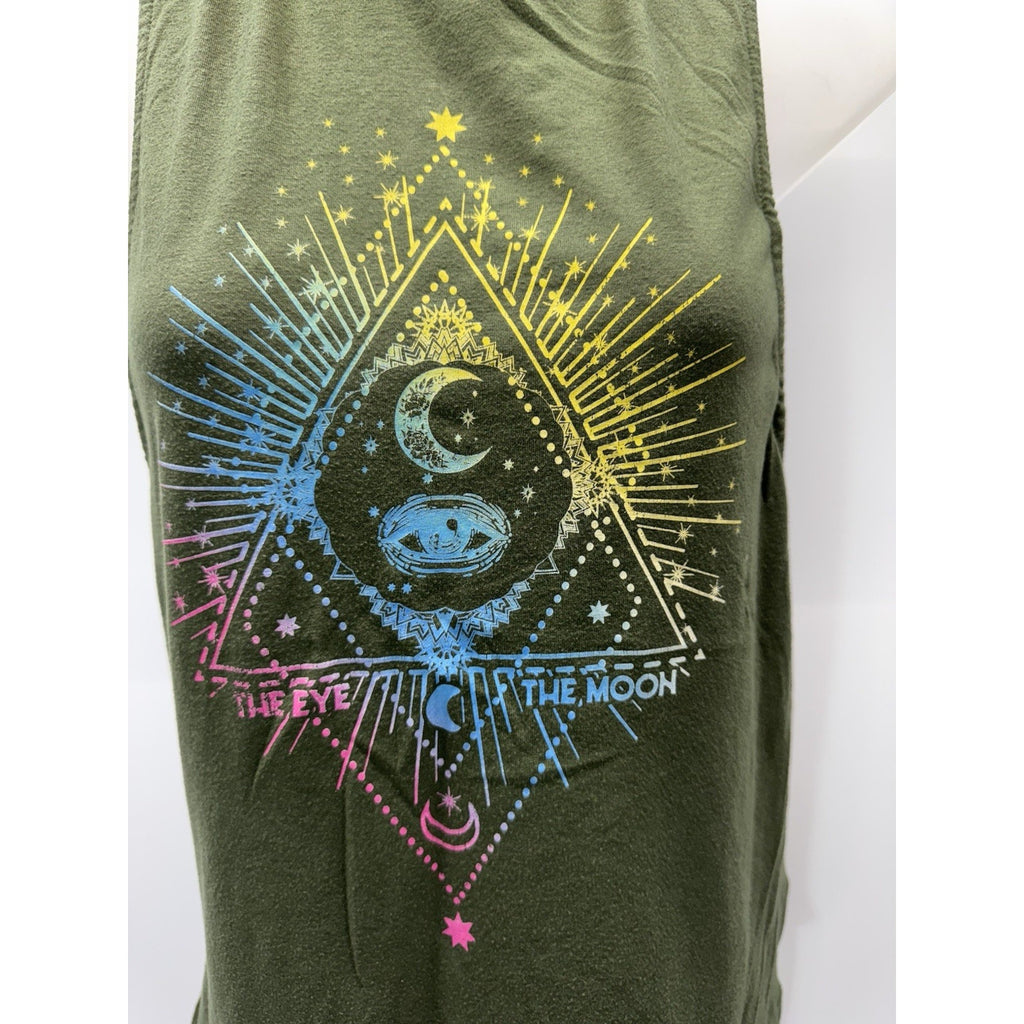 No Boundaries Tank Juniors Size Medium (7-9) Green Graphic “The Eye The Moon”