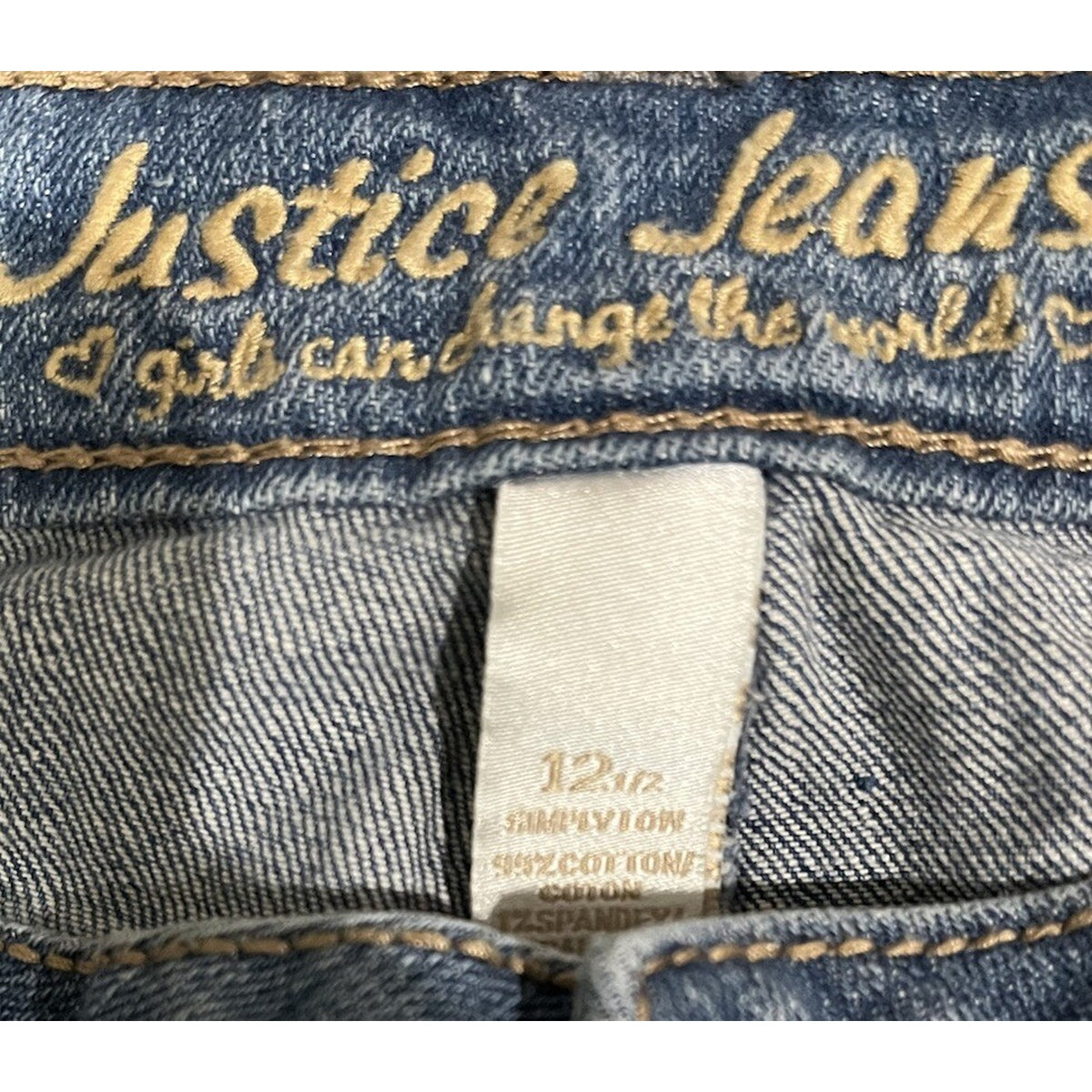 Justice Jeans Girls/Jr 12 1/2 Blue Skinny Regular Fit Denim Wash Stretch Boho