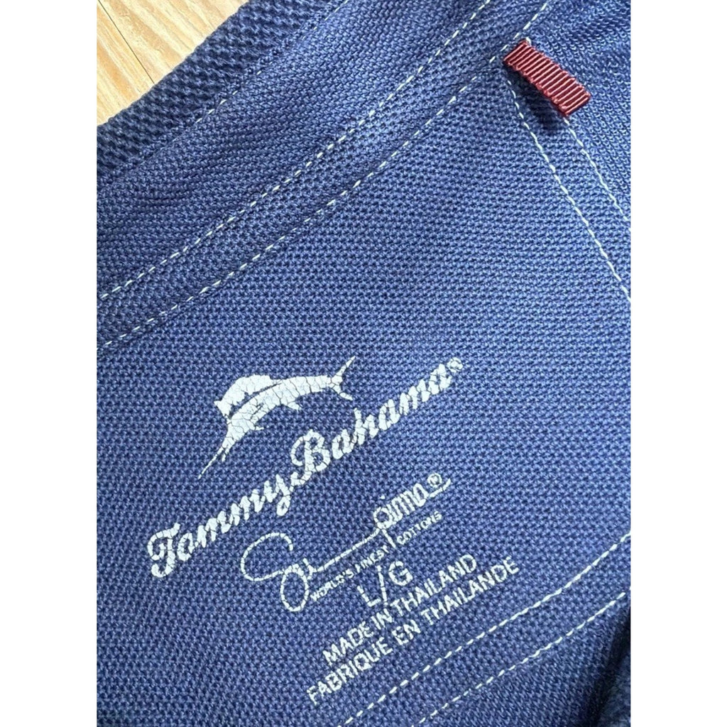 Tommy Bahama Supima Polo Shirt L Blue Golf Preppy Beach Short Sleeve