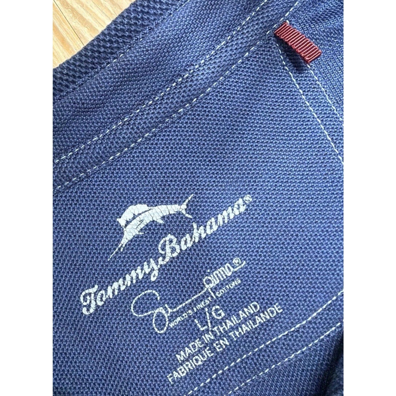 Tommy Bahama Supima Polo Shirt L Blue Golf Preppy Beach Short Sleeve