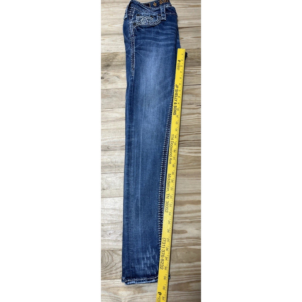Buckle Rock Revival Jeans "Yui" Swarovski Leather Inserts Skinny Size 26