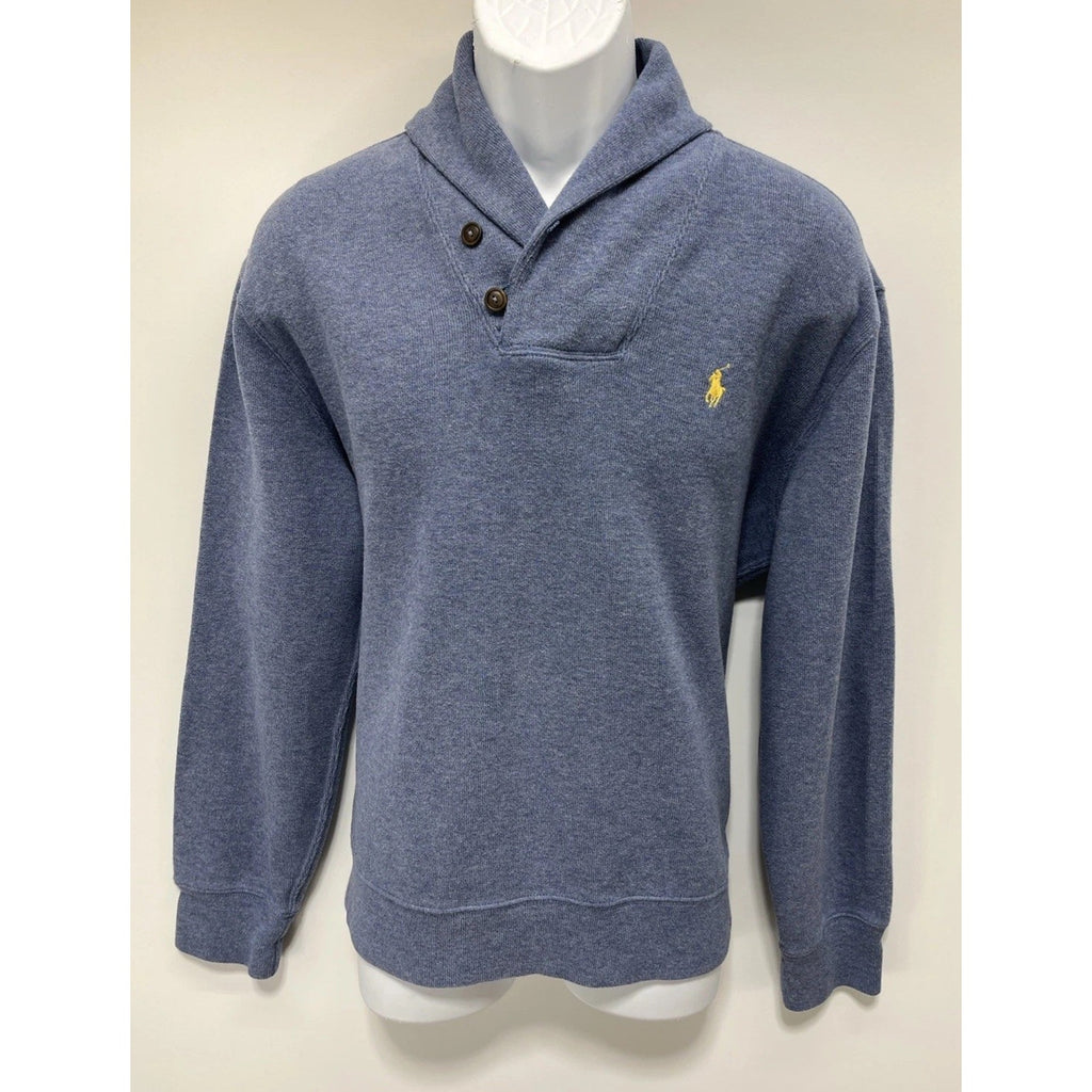 POLO RALPH LAUREN Shawl Neck Button Up Long Sleeve Sweater Blue Mens Size Large