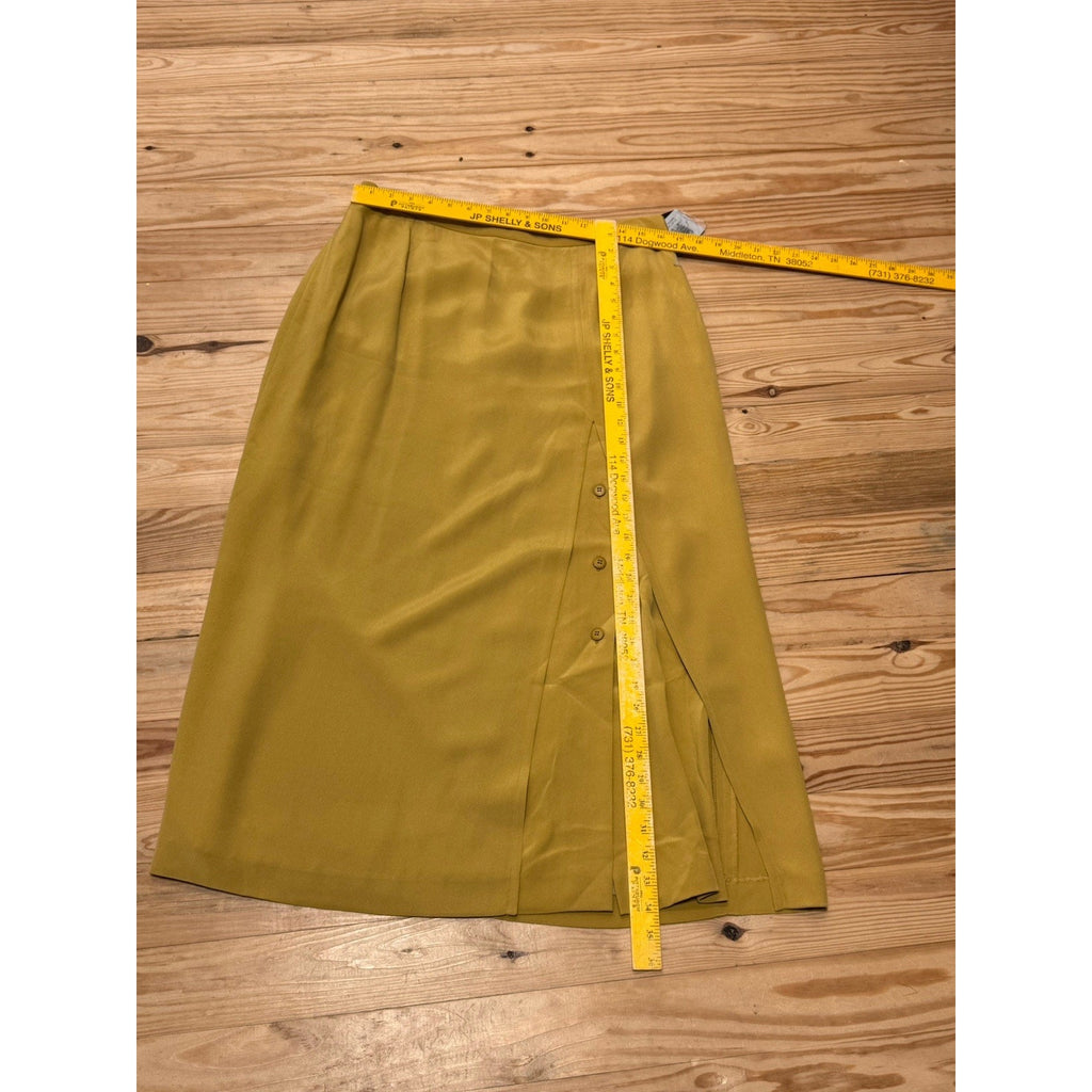 Kasper and Company Mustard Yellow Lined Skirt Women’s Size 16 Silk NWT