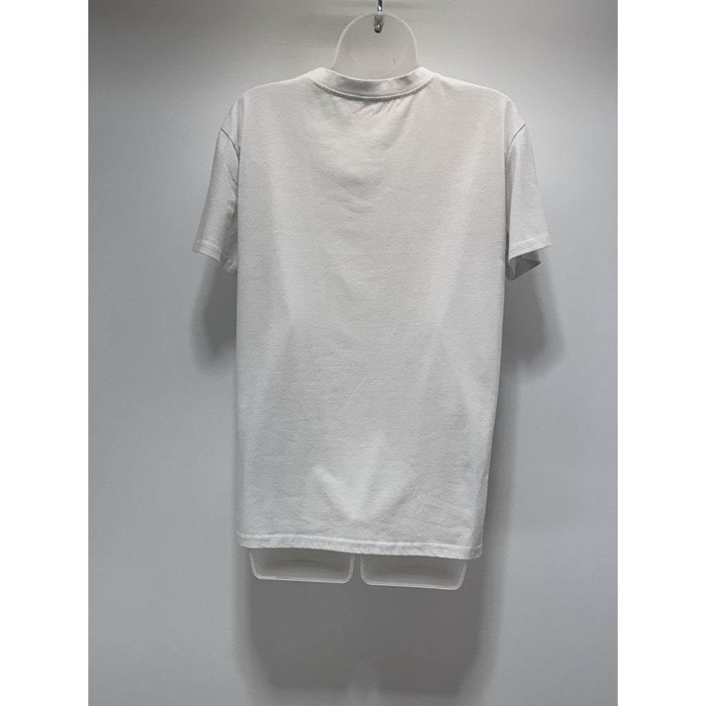 BARBIE Pink Logo White Crew Neck T-Shirt Short Sleeve Women’s Size Medium