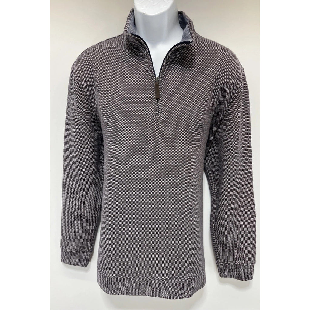 CLUB ROOM DOTTED GRAY LARGE HALF ZIP MOCK NECK SOFT SWEATER MENS
