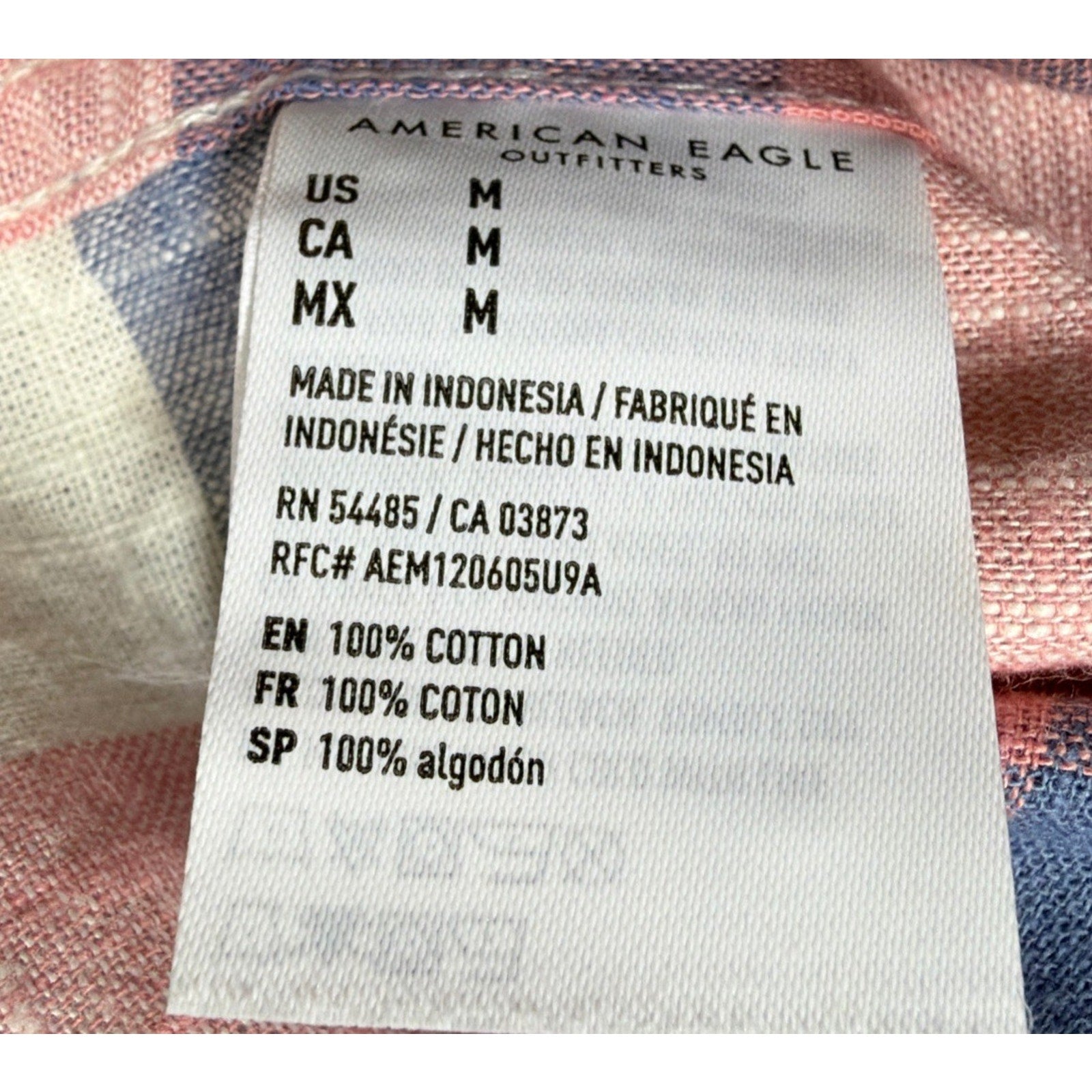 American Eagle Super Soft Outfitters Men's M Pink Blue Checkered Button Up NWT