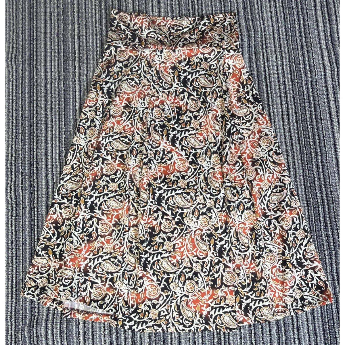Hypnotized Jersey Skirt Women S Multi Paisley Design Elastic Waist Boho Retro
