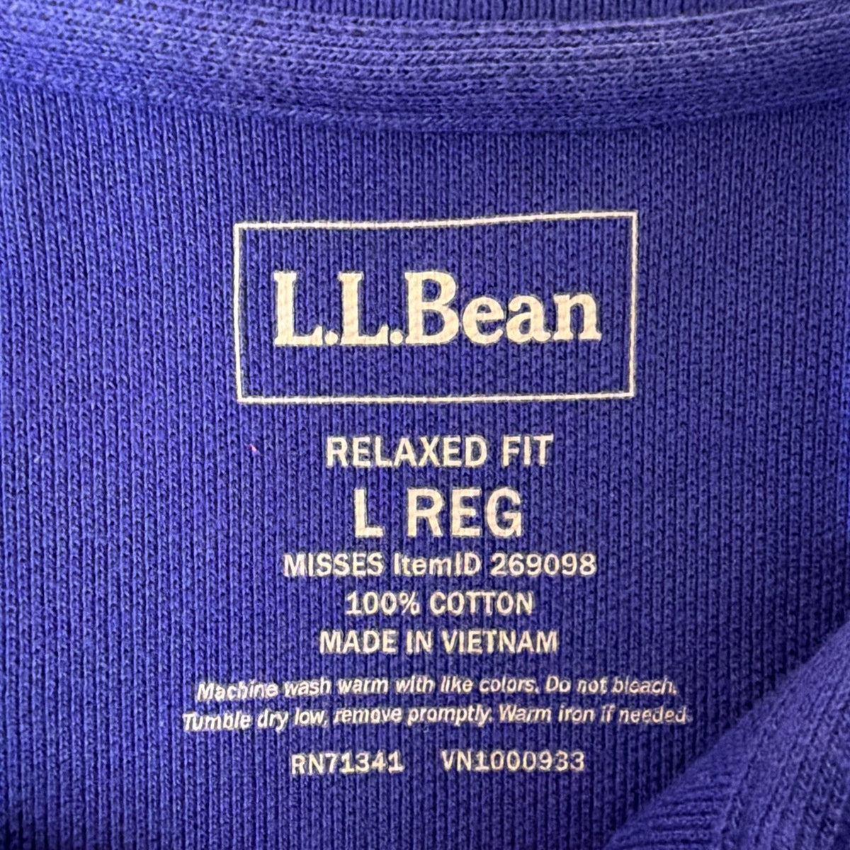 LL Bean Men's Large Regular Relaxed Fit Short Sleeve Polo Blue Excellent
