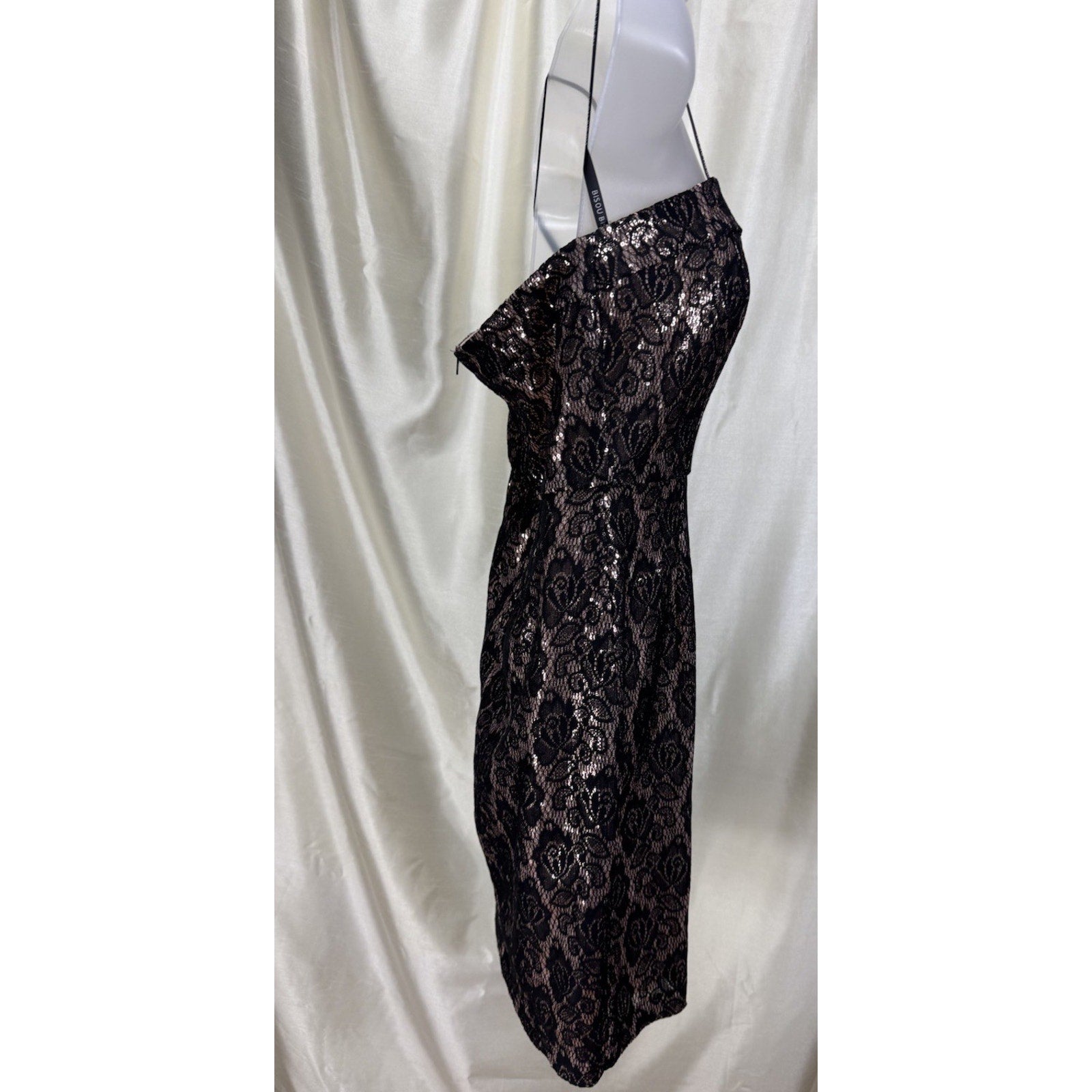Bisou Bisou Dress Blush/Black strapless with attachable straps NWT Women’s 8