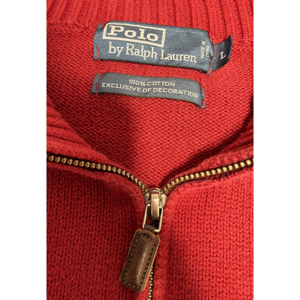Vintage Polo Ralph Lauren 1/4 zip Knit sweatshirt Size L Preppy Casual Old Money