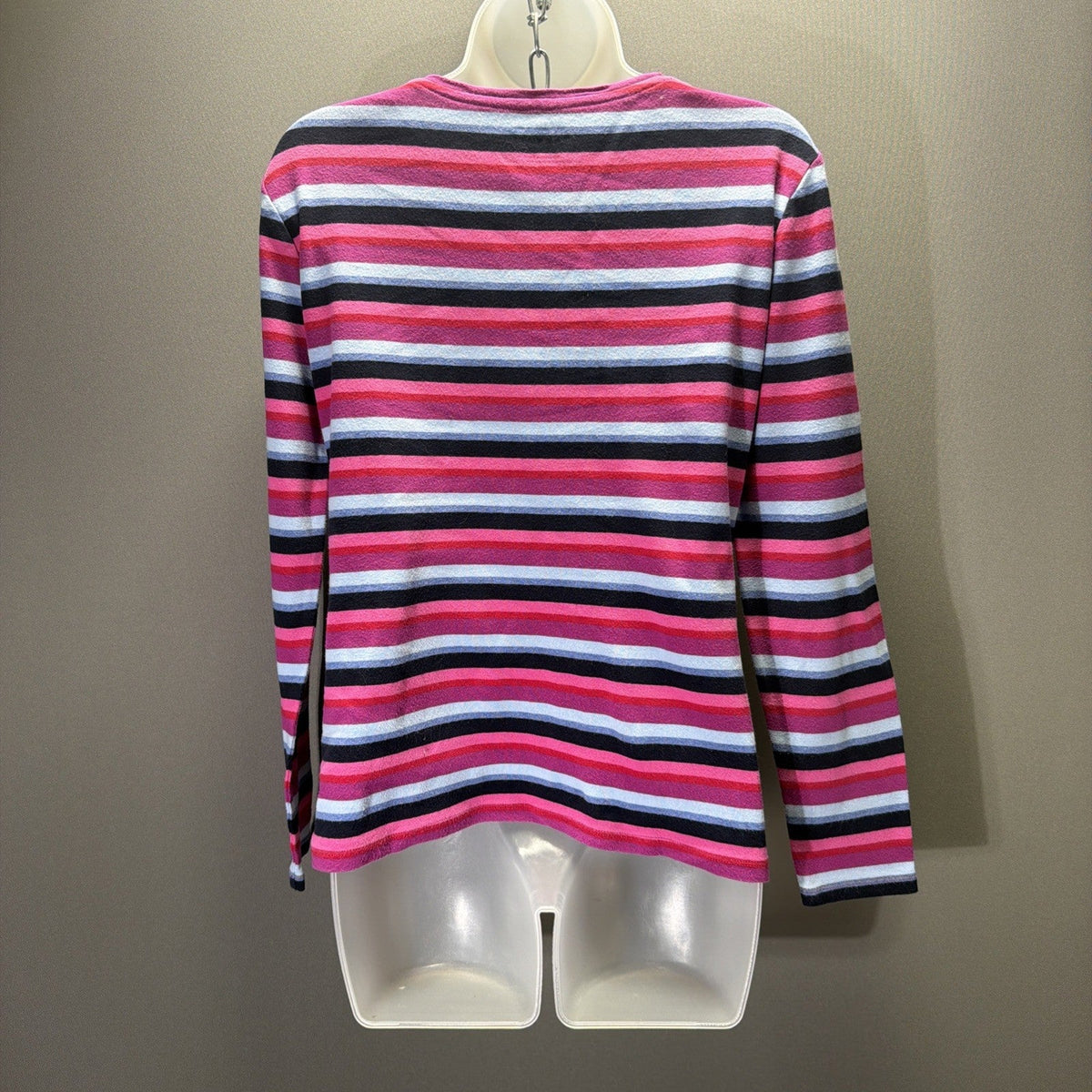 TALBOTS Plus 100% cotton Multicolor STRIPE Crew Neck TOP Tee Small