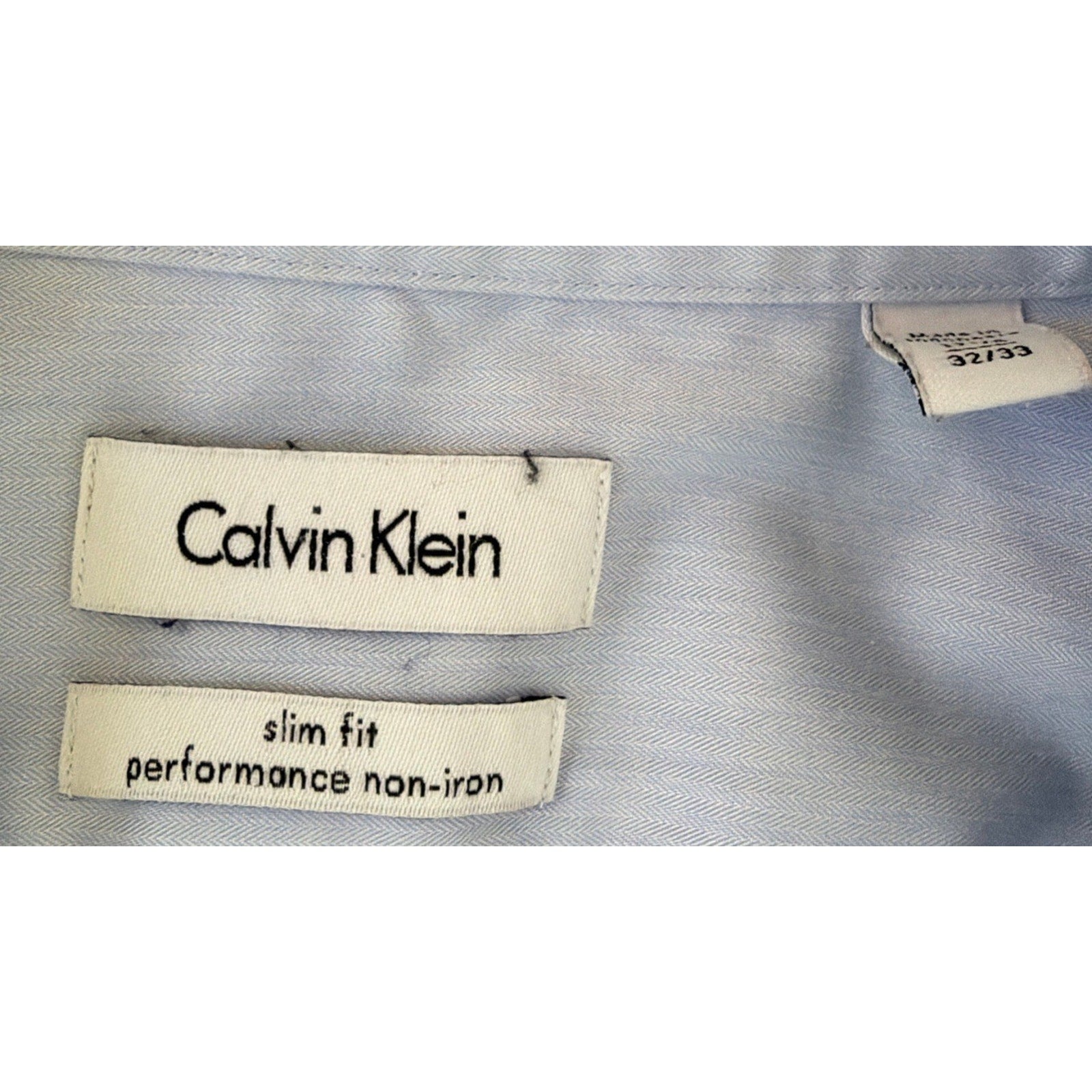 Calvin Klein Men's Dress Shirt Slim Fit Performance Non Iron XL 17 32/33