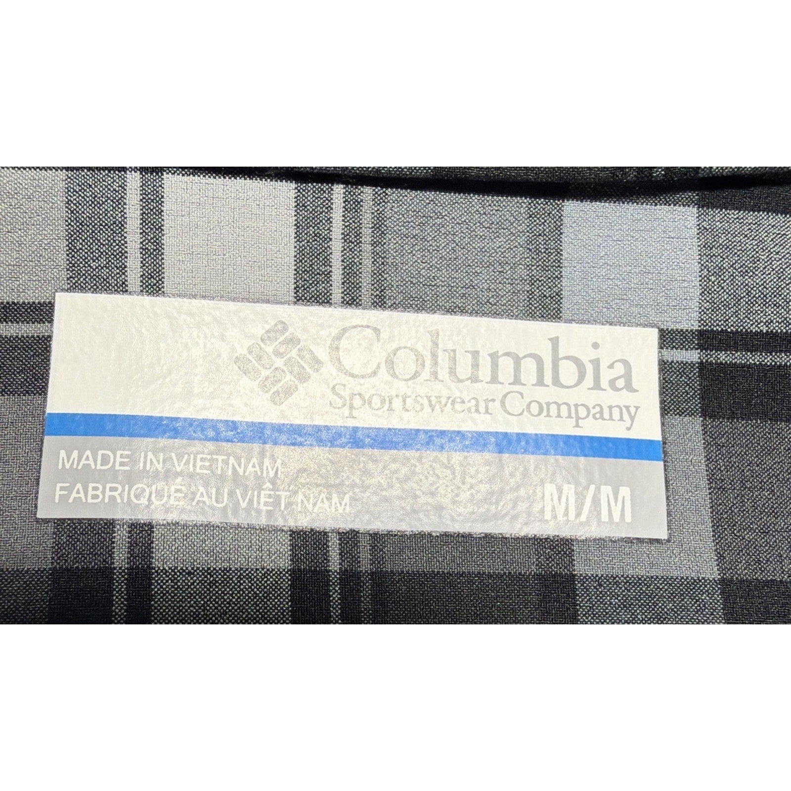 Columbia Performance Plaid Shirt Mens M Short Sleeve Button Gray Blue NWOT