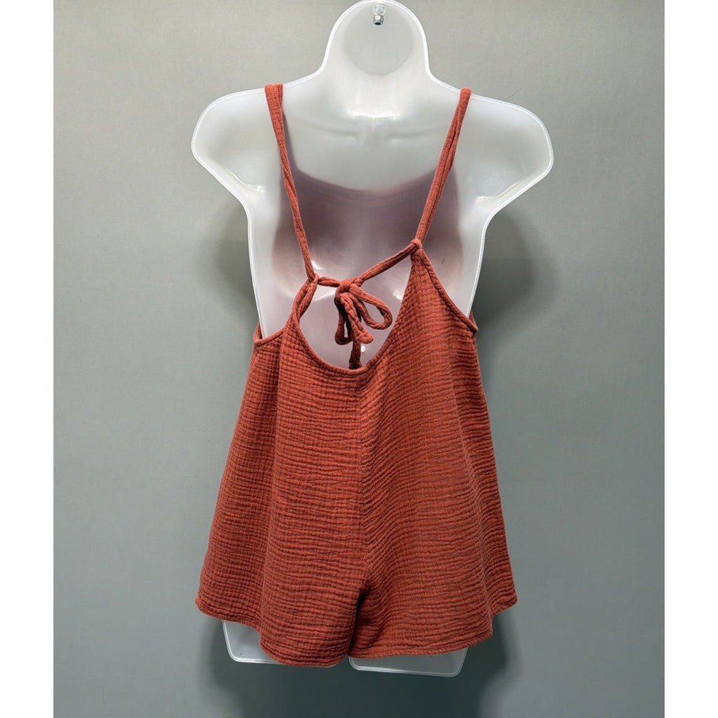 Xhilaration Gauzy Romper Size M Tank Shorts Summer Top Burnt Orange