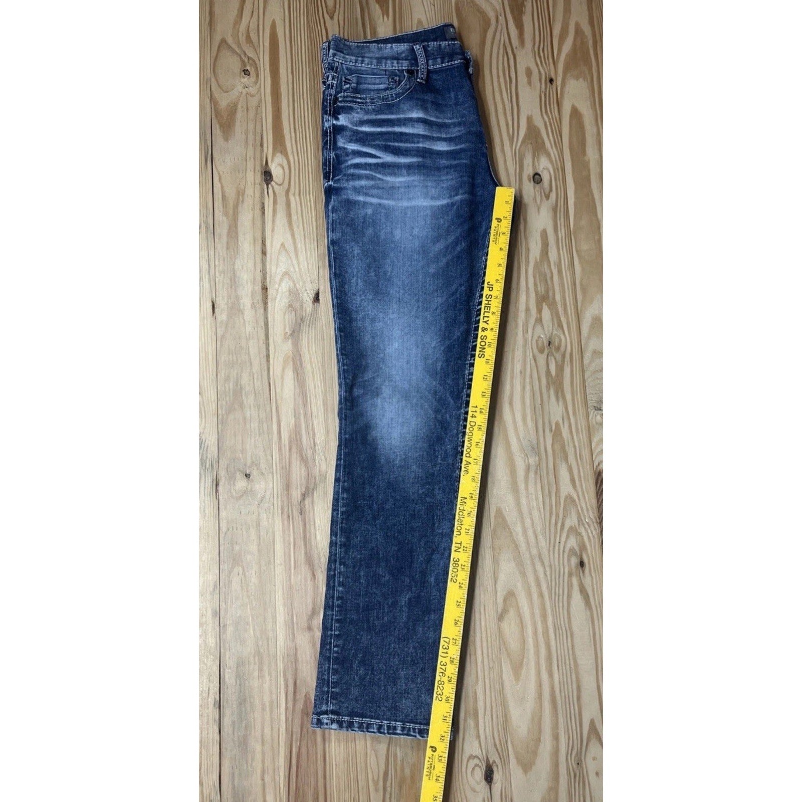 Buckle BKE Carter Jeans Mens 34 Blue Straight Leg Thick Stitch Denim 34x32
