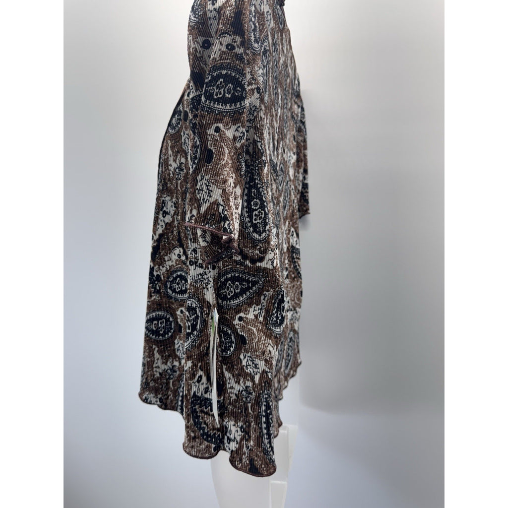 Notations Shirt Women’s Petite S Short Sleeve Layered Cardigan Tank Cream Brown