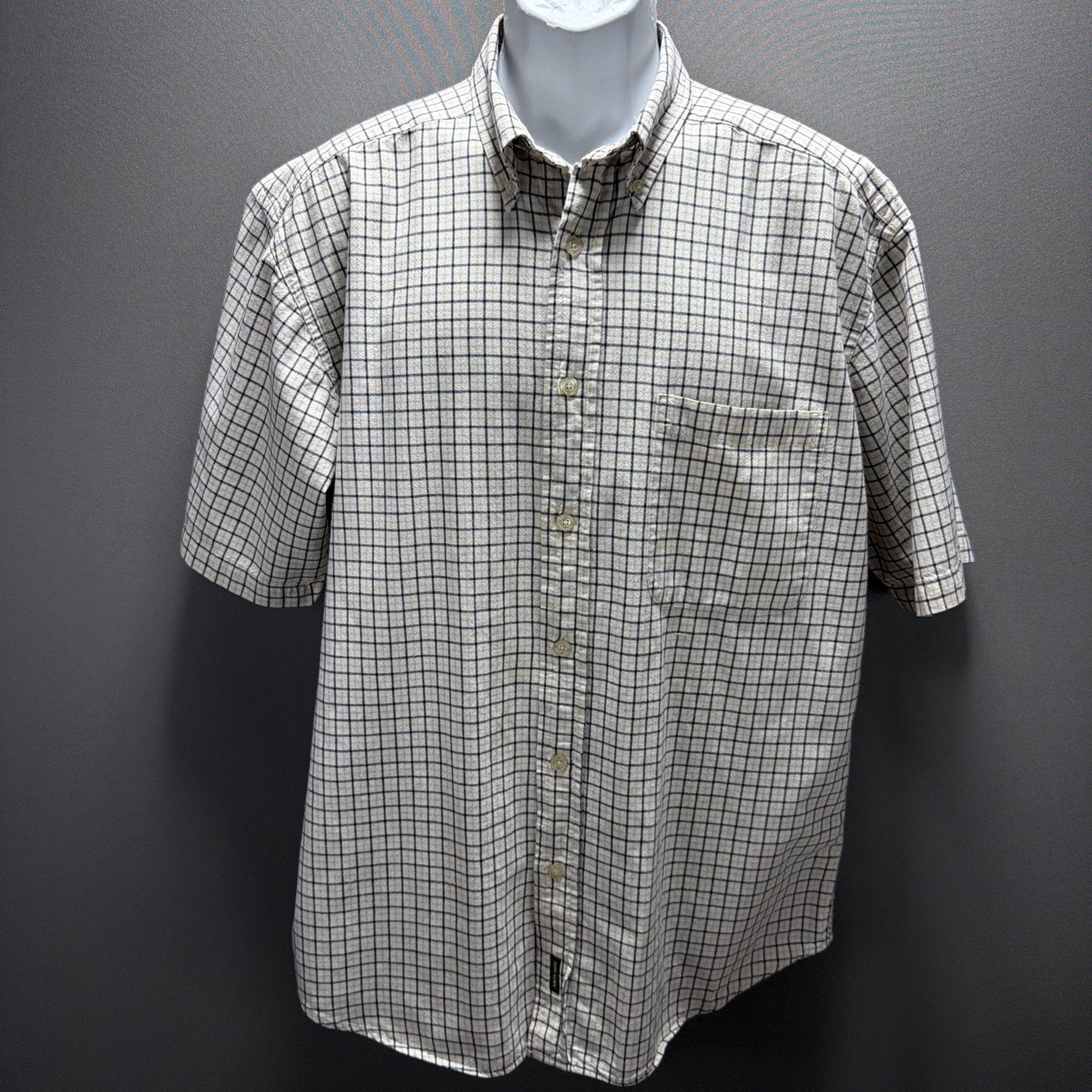 Ruff Hewn Men’s Short Sleeve Plaid Button Down Shirt Size Large Outdoors Casual