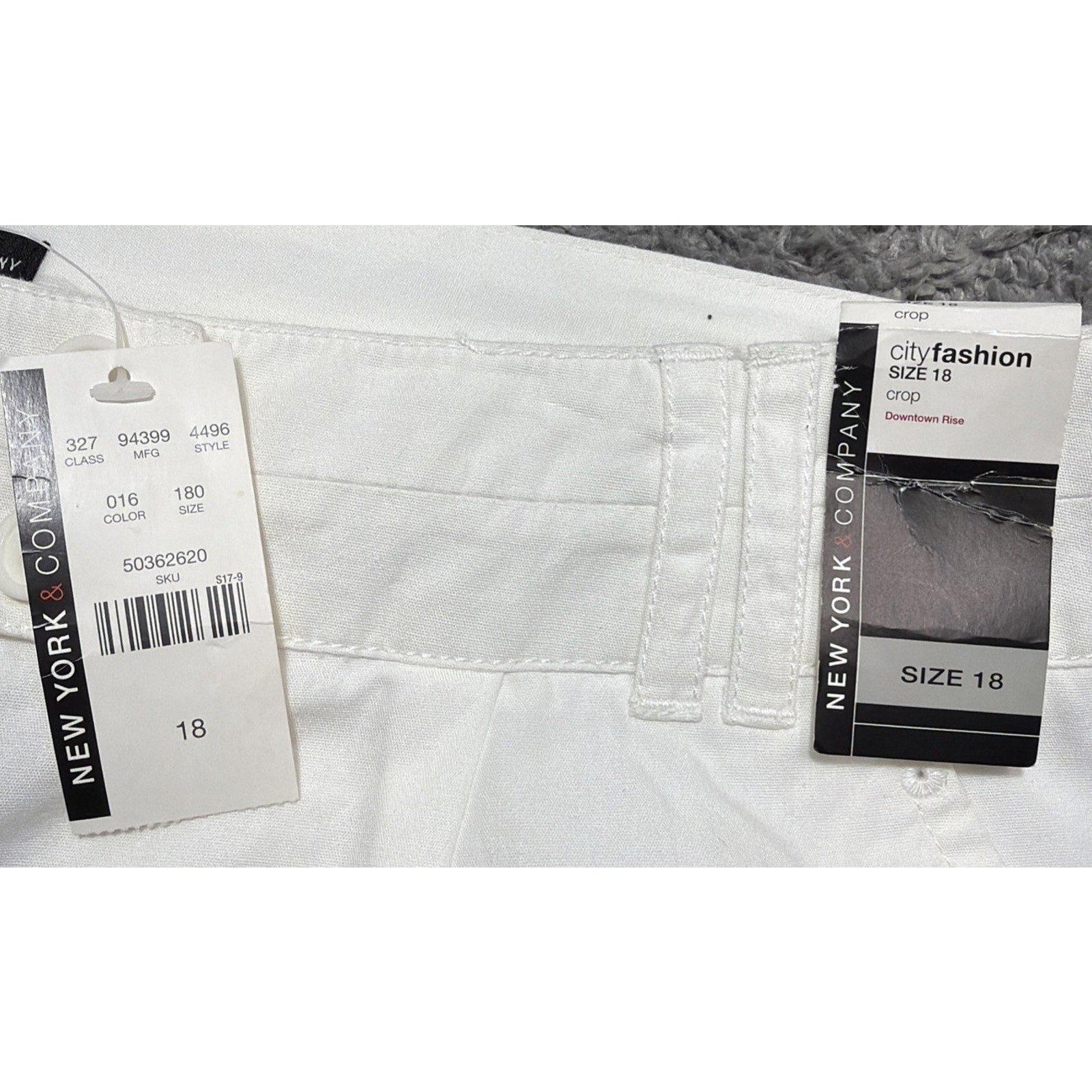 New York & Co Women's Downtown Rise Crop Pants Plus Size 18 White NWT 39x21
