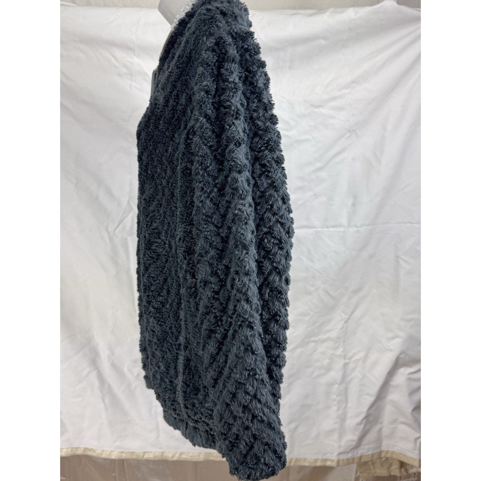 SIMPLY SOUTHERN Gray Blue Fleece Quilted look Fur 1/4 Zip Pullover Small