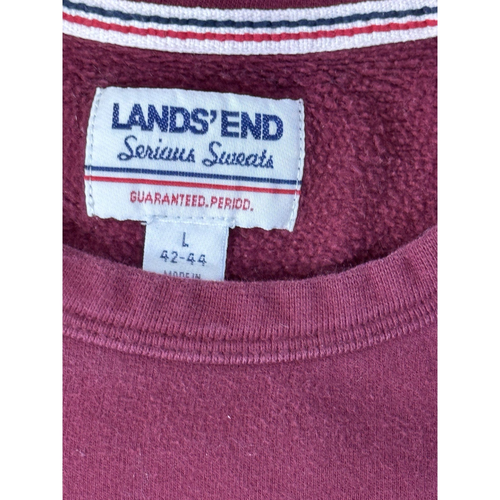 Lands End Vintage Chunky Cotton Crewneck Knit Sweater Burgundy XX-Large
