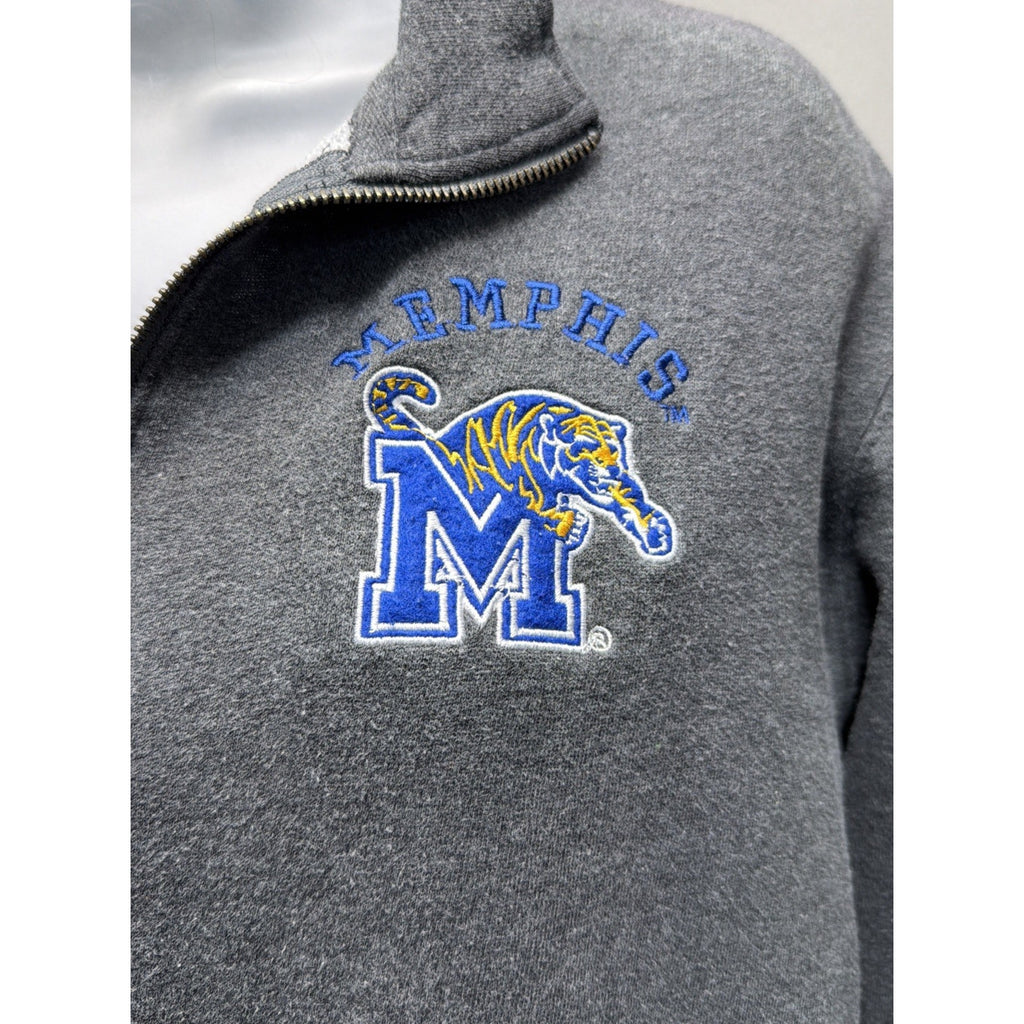 Memphis Tigers Womens L Gray Stadium Athletics Embroidered 1/4 Zip Pockets