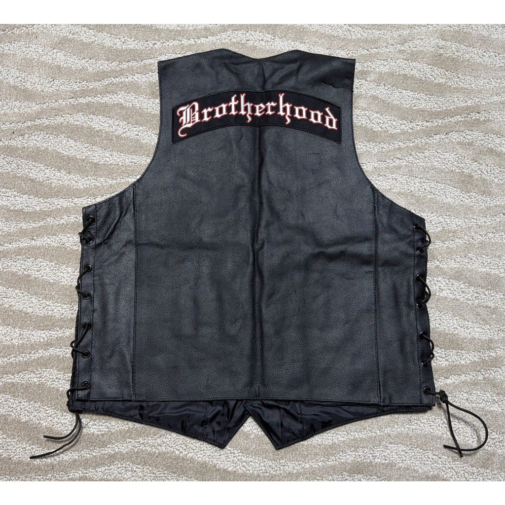 Zony Black Leather Men's Motorcycle Biker Vest Size 40