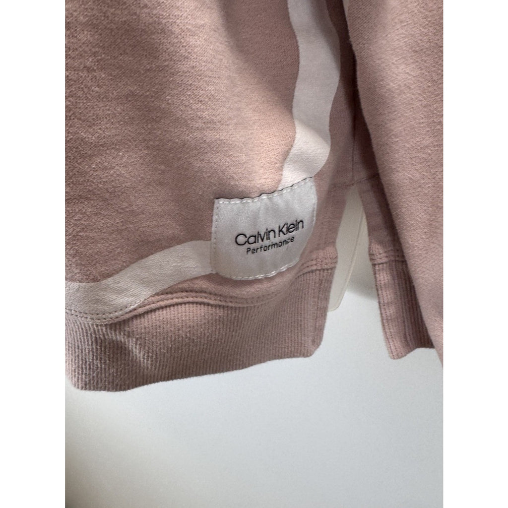Calvin Klein Women’s 1X Light Pink Performance Sweatshirt Cowl Neck Pullover