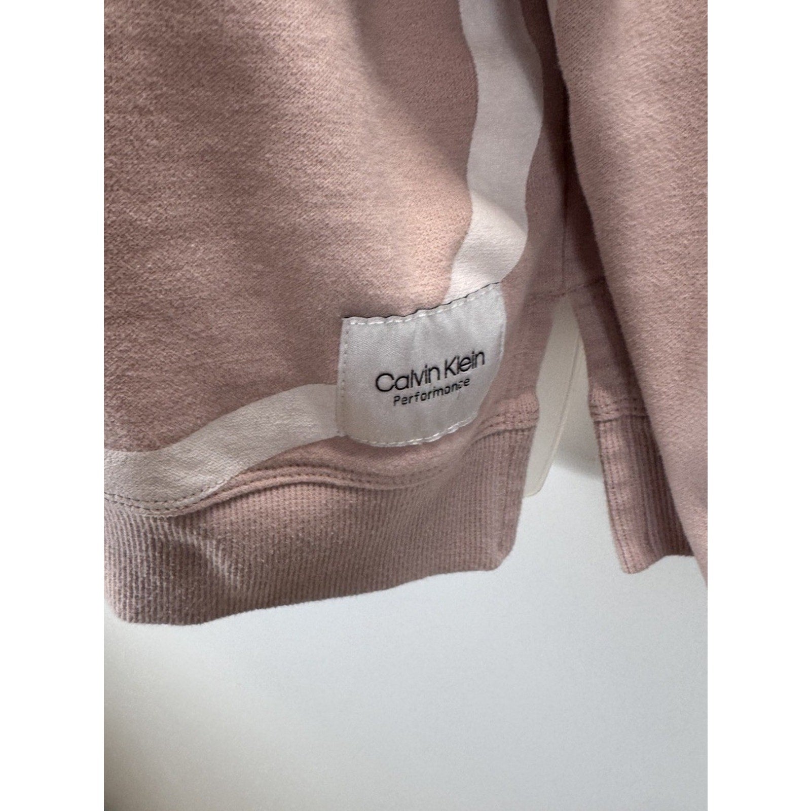 Calvin Klein Women’s 1X Light Pink Performance Sweatshirt Cowl Neck Pullover
