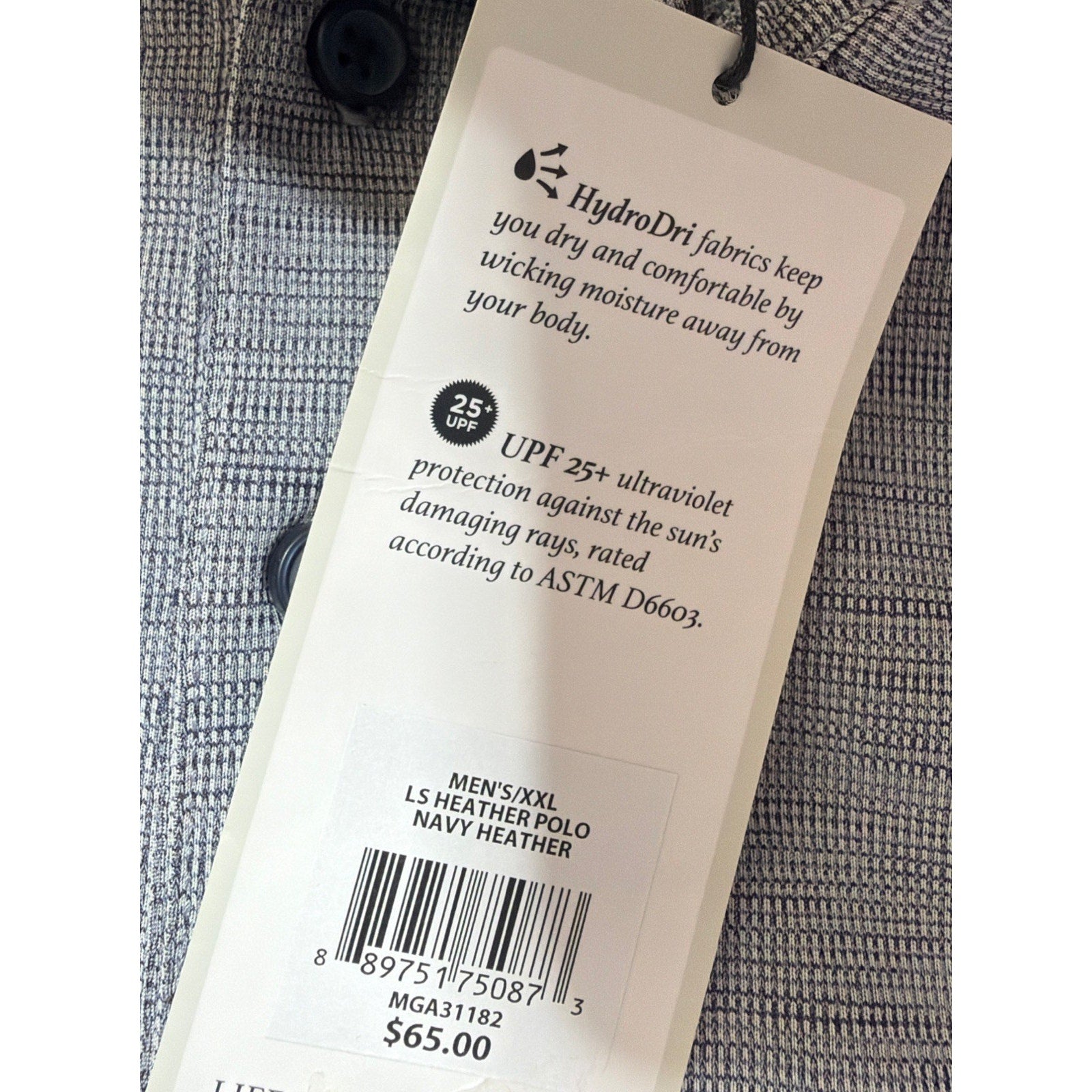 Walter Hagen 11 Majors Golf LS Polo Shirt Mens XXL Heather Navy Stretch NWT