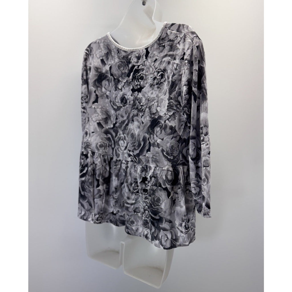 Simply Vera Vera Wang Women’s Roses Blouse Top Size Medium Black And White