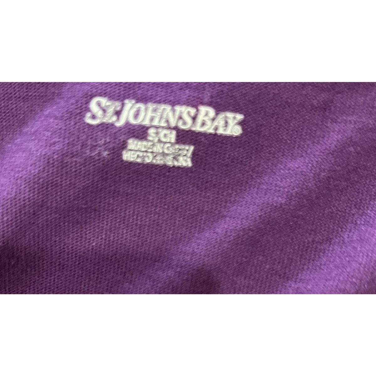 St Johns Bay Womens Purple Solid Long Sleeve Shirt Size Small Pleated Collar