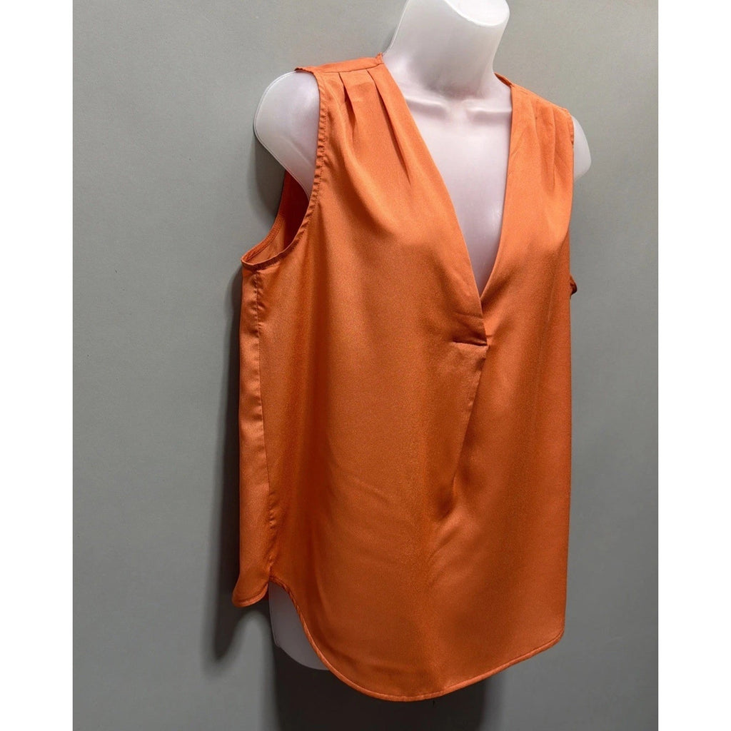Lauren Ralph Lauren Shirt Women Size 12 Orange Tank Top Sleeveless V Neck Blouse