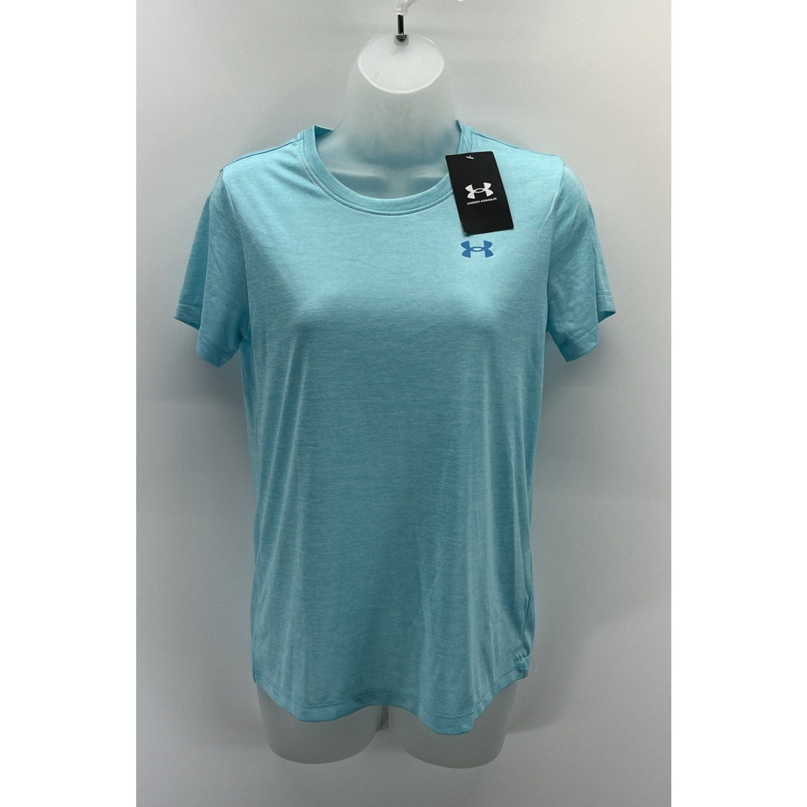 NWT Under Armour Womens Bubble Tech SSV Loose Light Blue T-Shirt Size XS