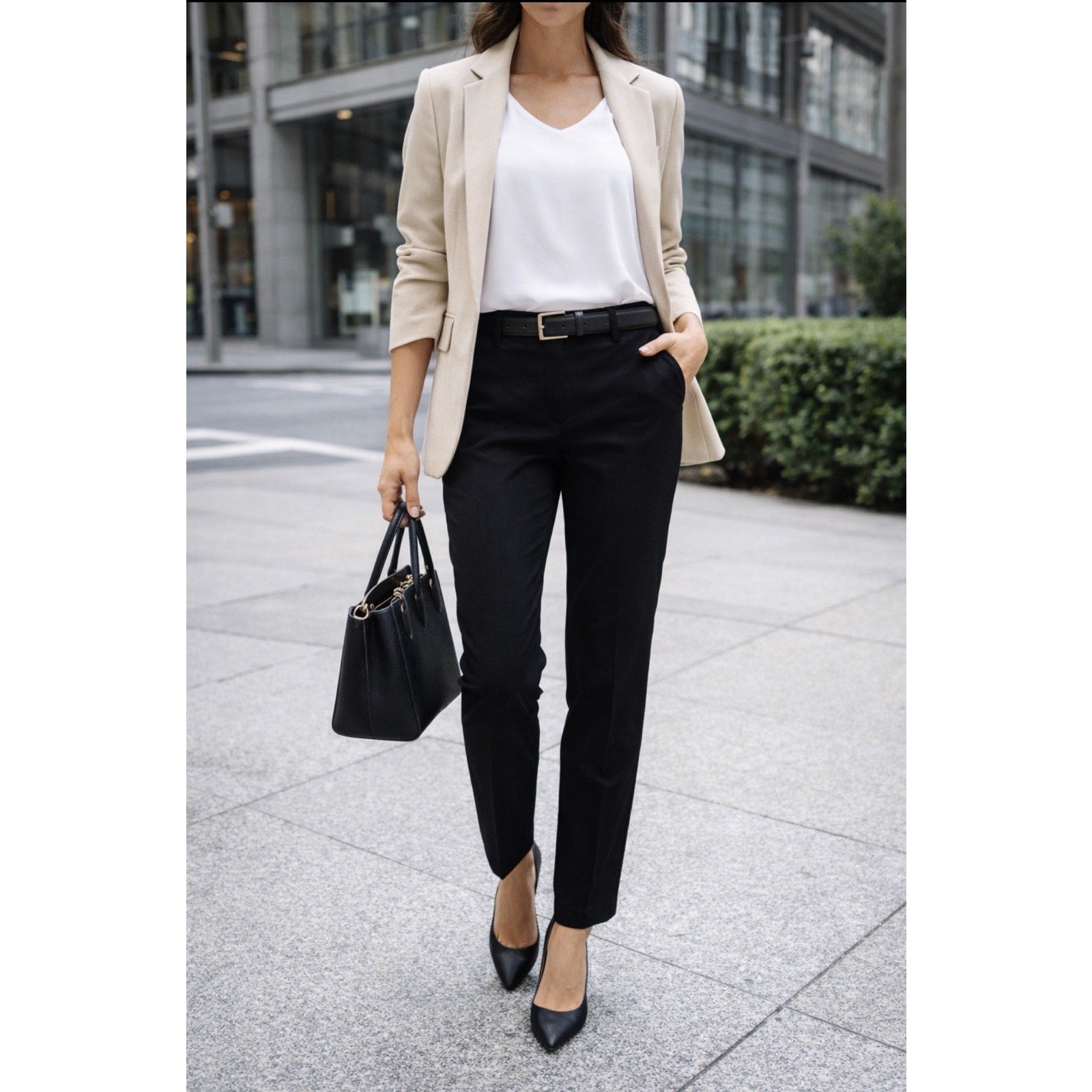 Zac & Rachel Dress Pants Women Sz 10 Black Stretch Belted Straight Slim Legs NWT