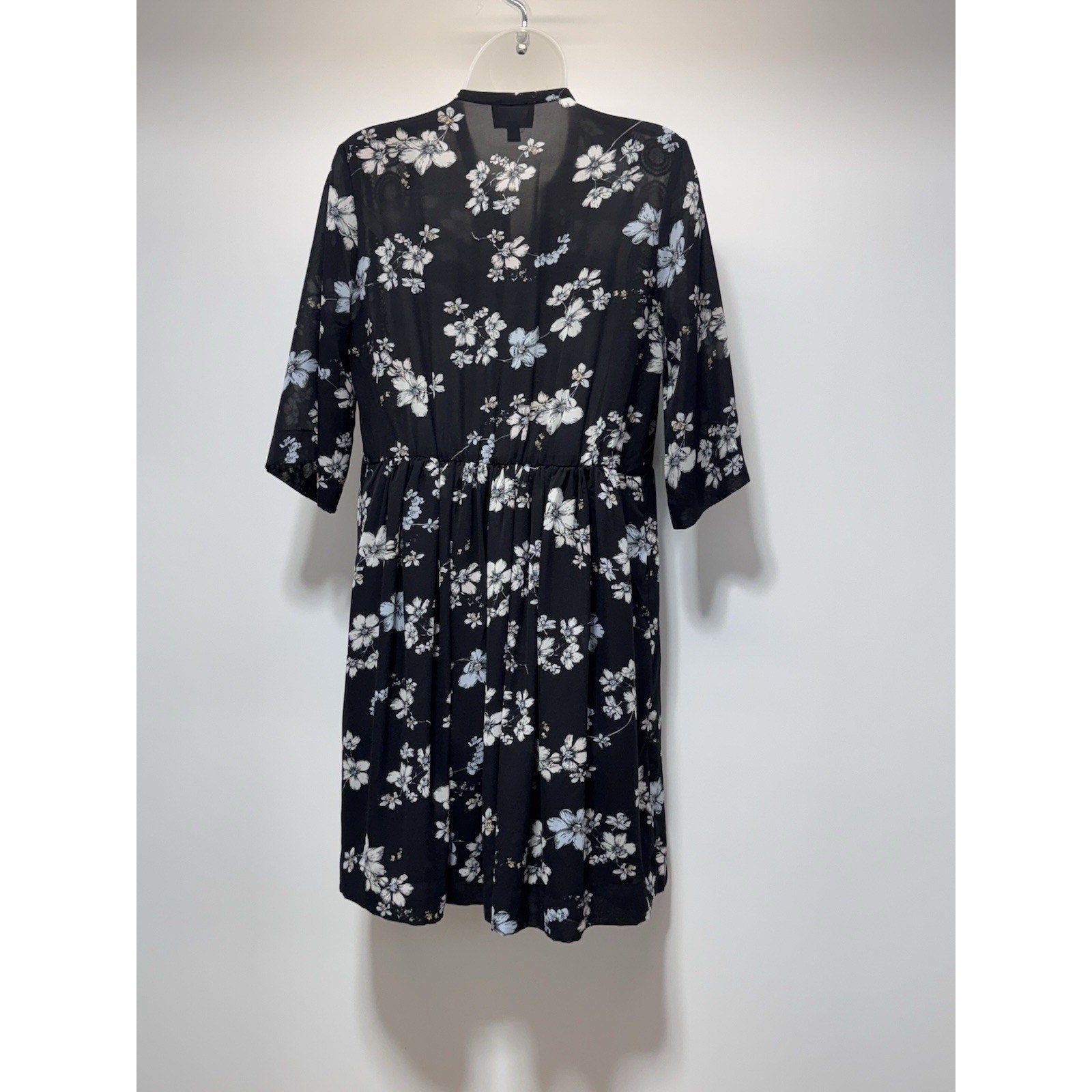 Lumiere Black Floral And Lace Short Dress 1/2 Sleeve Women’s Size Medium