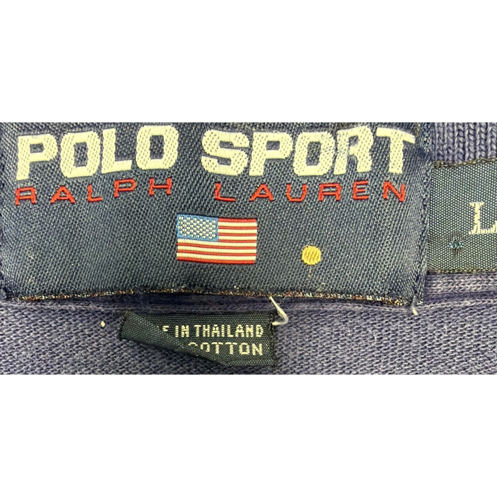 Vtg Polo Sport Ralph Lauren Rugby 2 Button Polo Shirt American Flag Logo Large