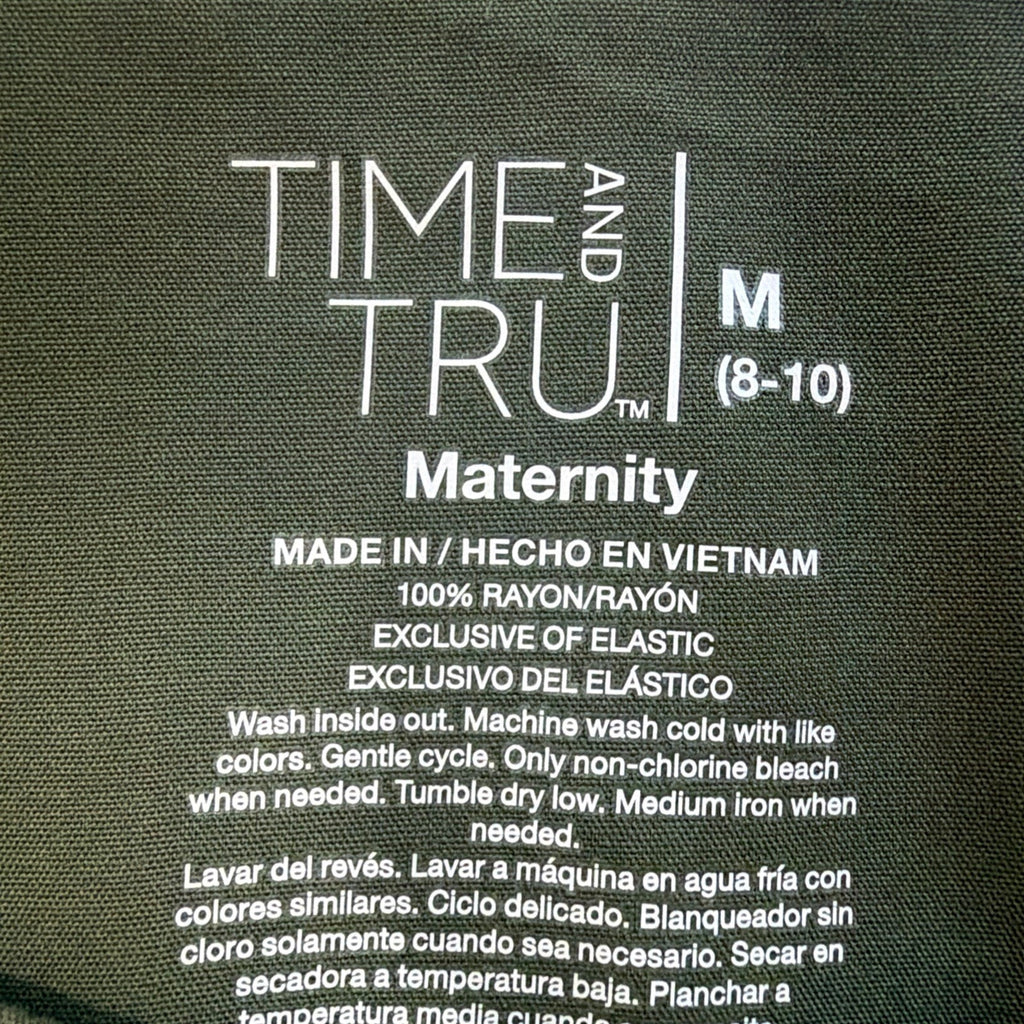 TIME AND TRU MATERNITY Sea Turtle Green Long Sleeve Square Neck Blouse M NWT