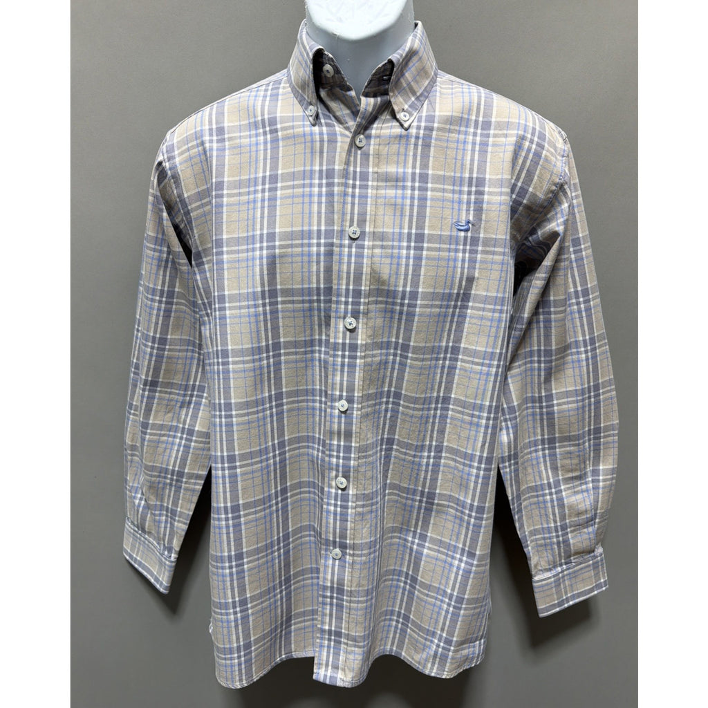 Southern Marsh Mens Small Plaid Long Sleeve Button Shirt Oxford Embroidered